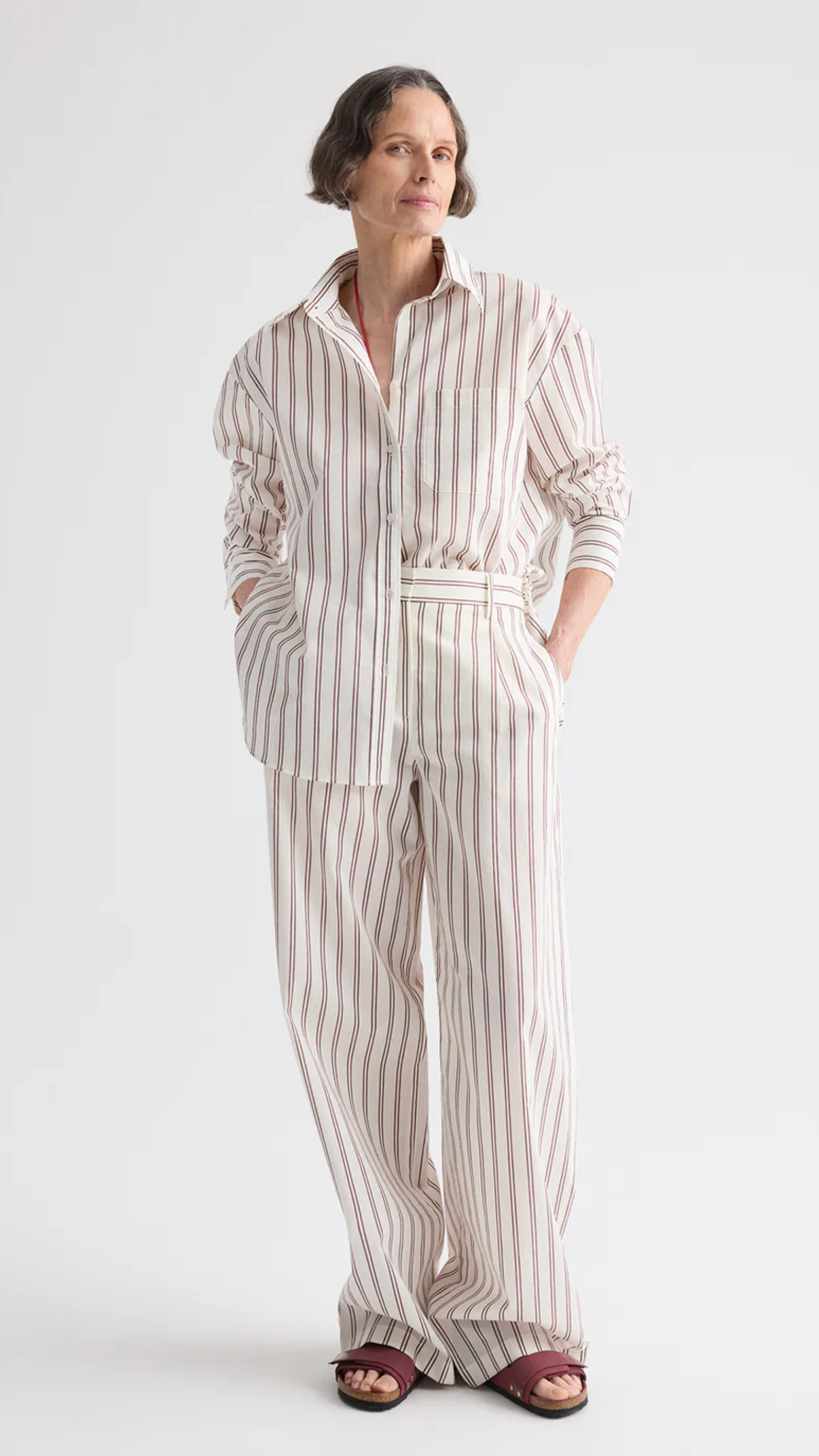 TWP Hudson St Pant in White/Wine