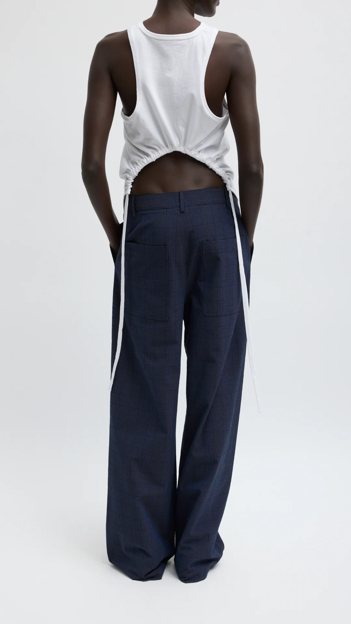 Tibi Menswear Crepon Stella Pant in Navy Multi