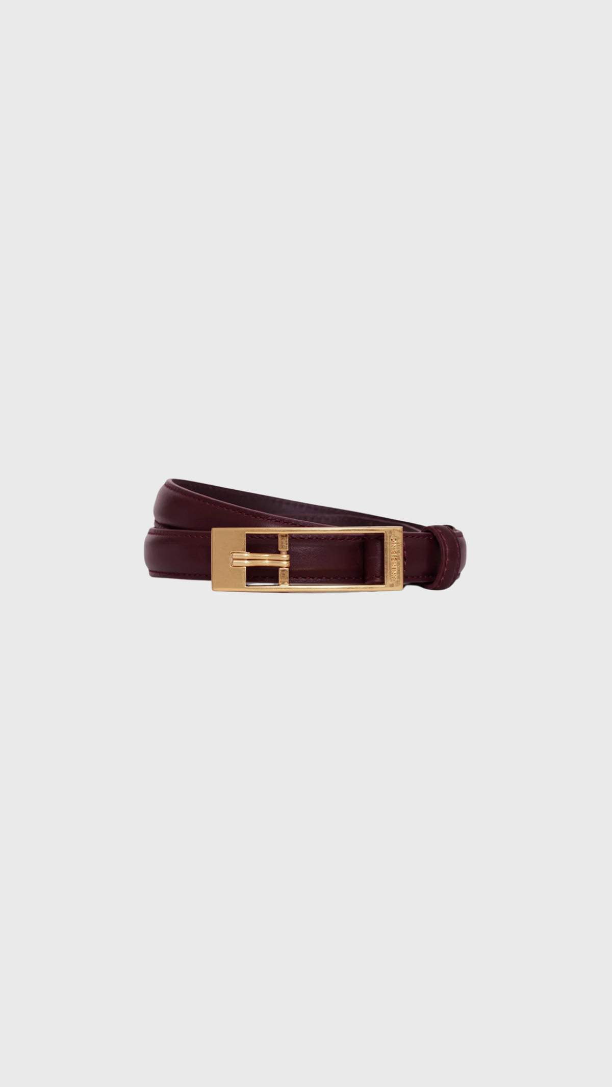 Anine Bing Elly Smooth Leather Belt in Fig