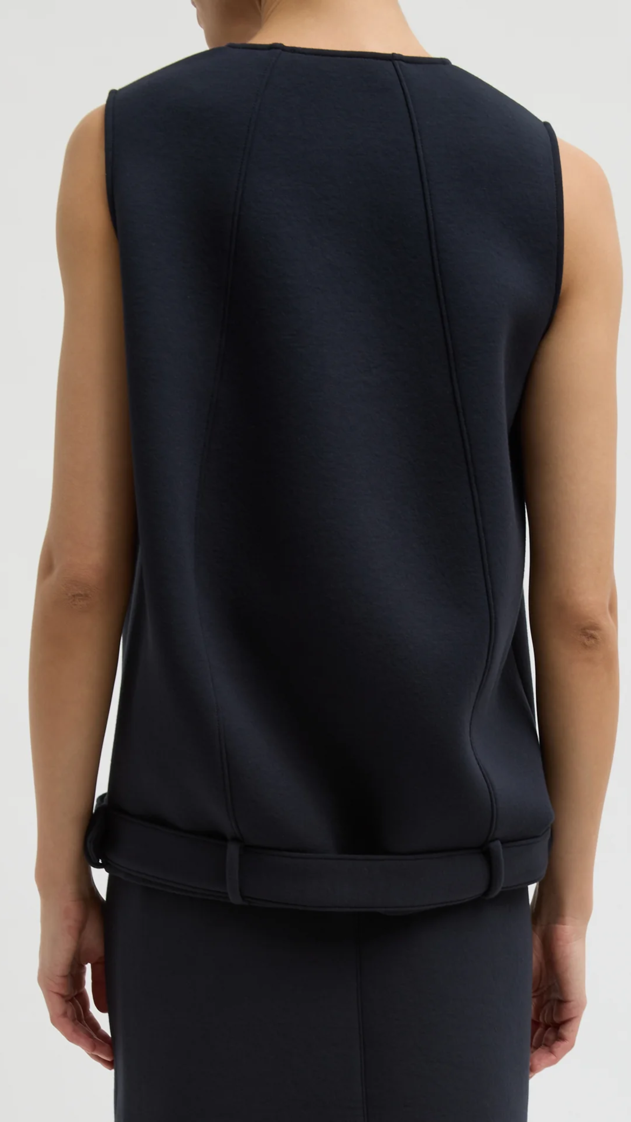 Tibi Bonded Viscose Tank Top in Navy