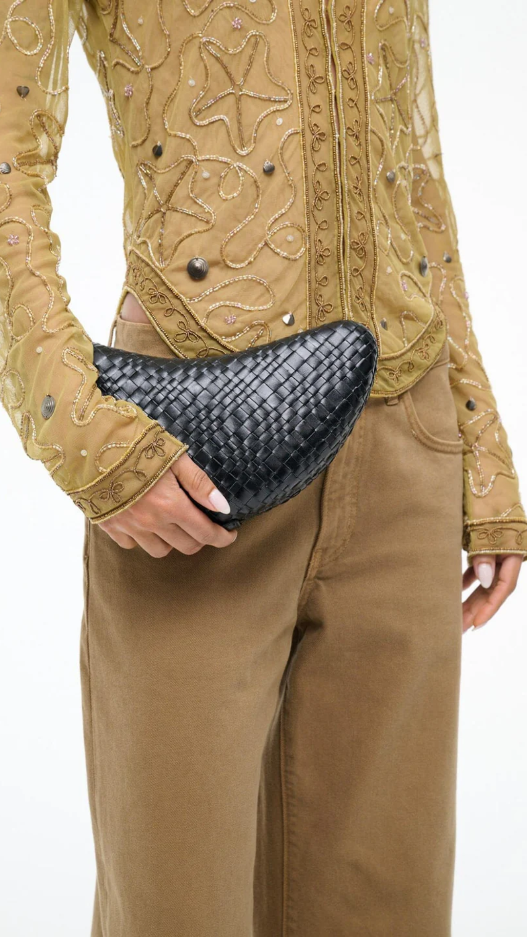 Staud Crescent Clutch in Black