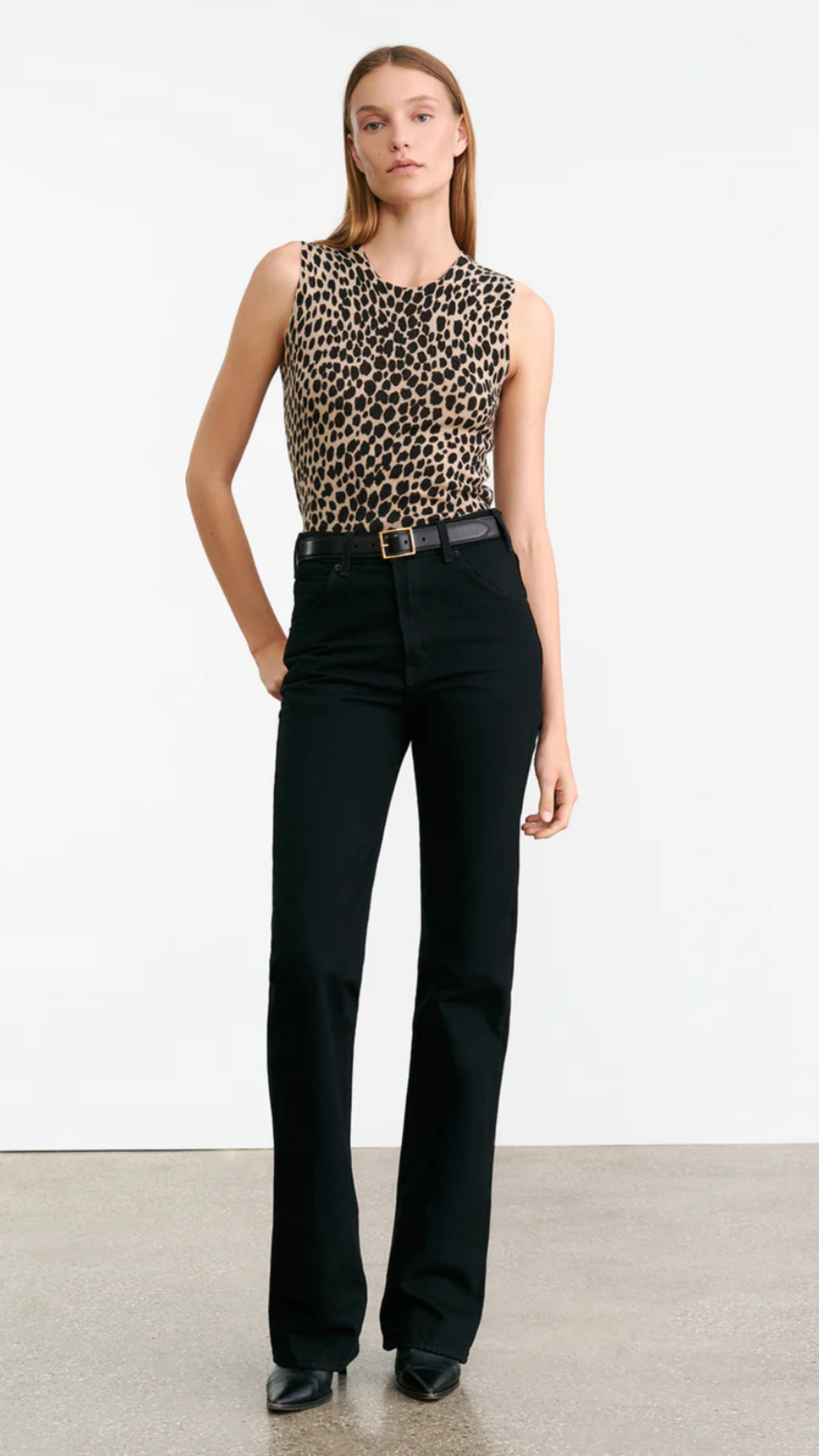 Nili Lotan Nessa Sweater Tank in Taupe Black Cheetah