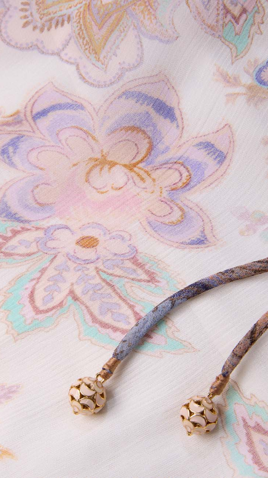 Zimmermann Luna Billow Blouse in Cream Blue Paisley