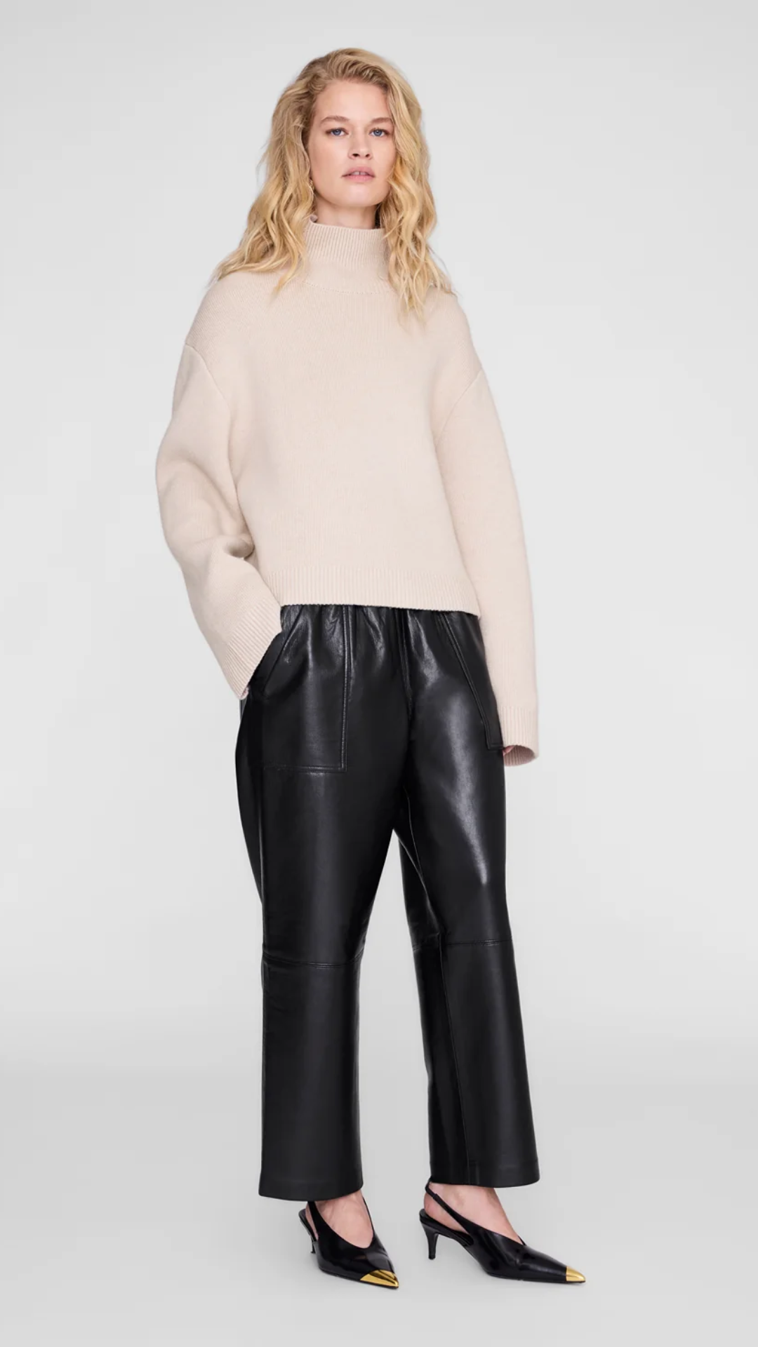 Anine Bing Billy Recycled Leather Pant in Black
