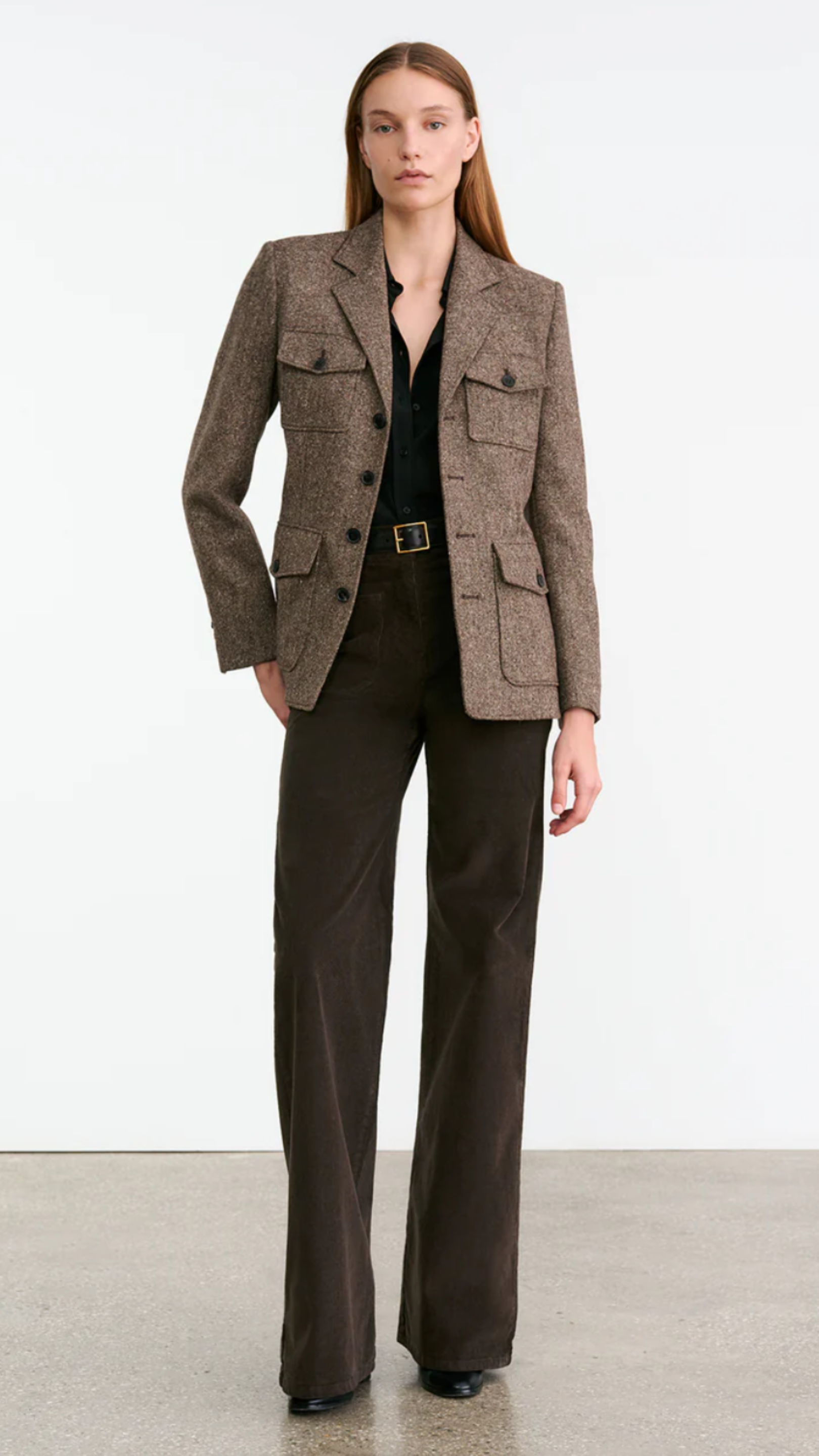 Nili Lotan Fleur Jacket in Brown Donegal