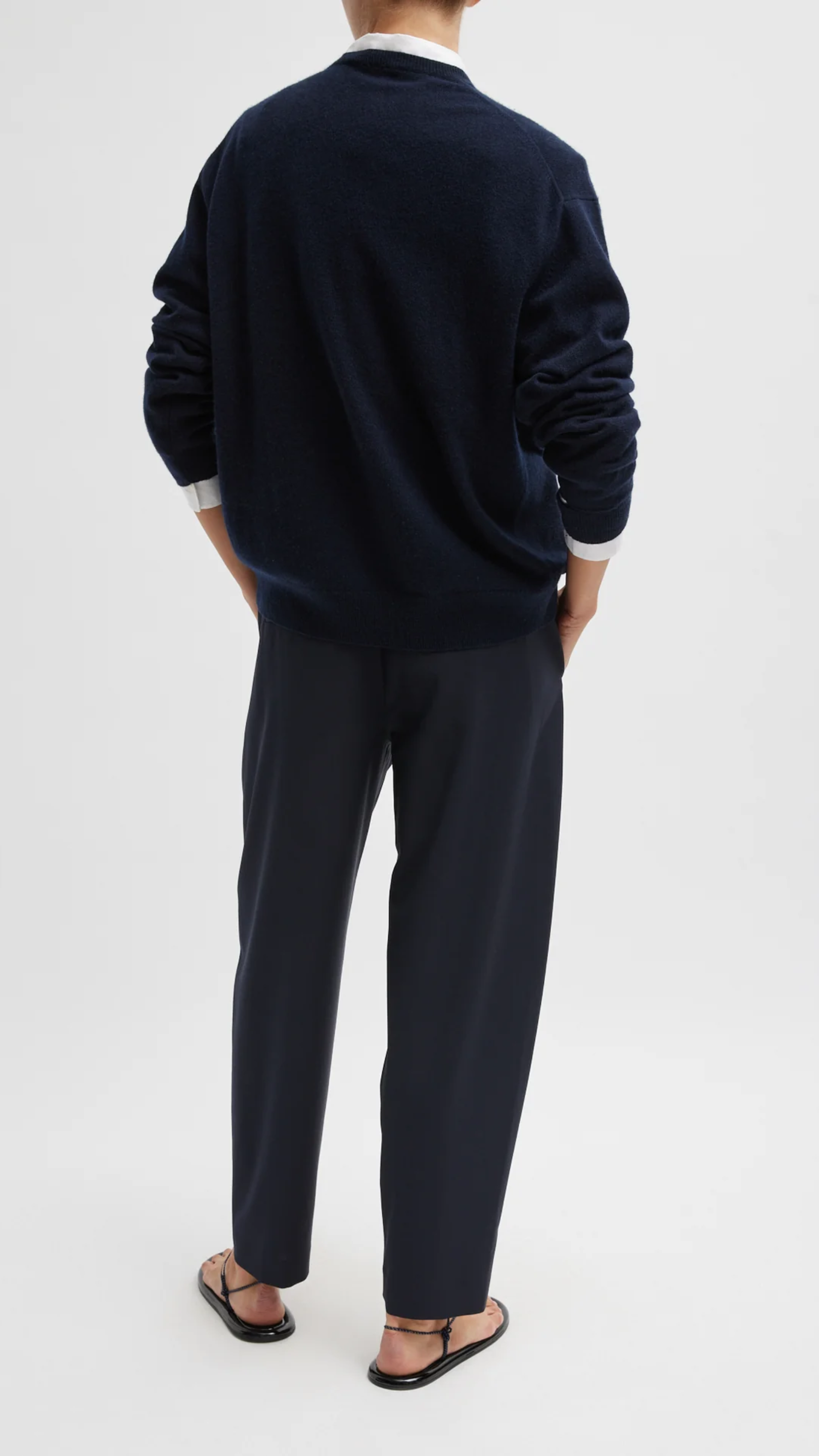 Tibi Tropical Wool Reese Trouser in Navy