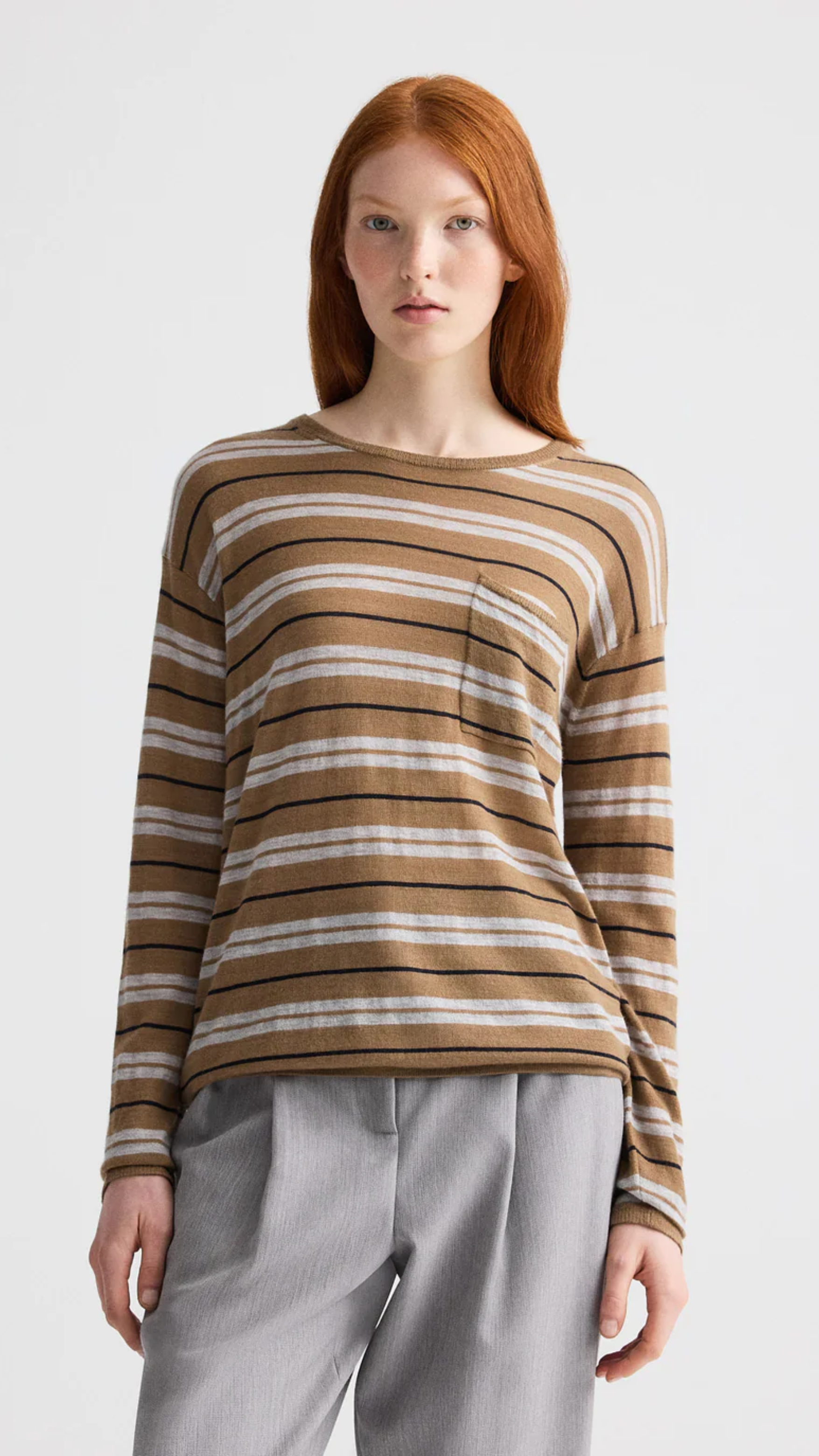 TWP 4th St With Stripes Superfine Cashmere Sweater in Ermine