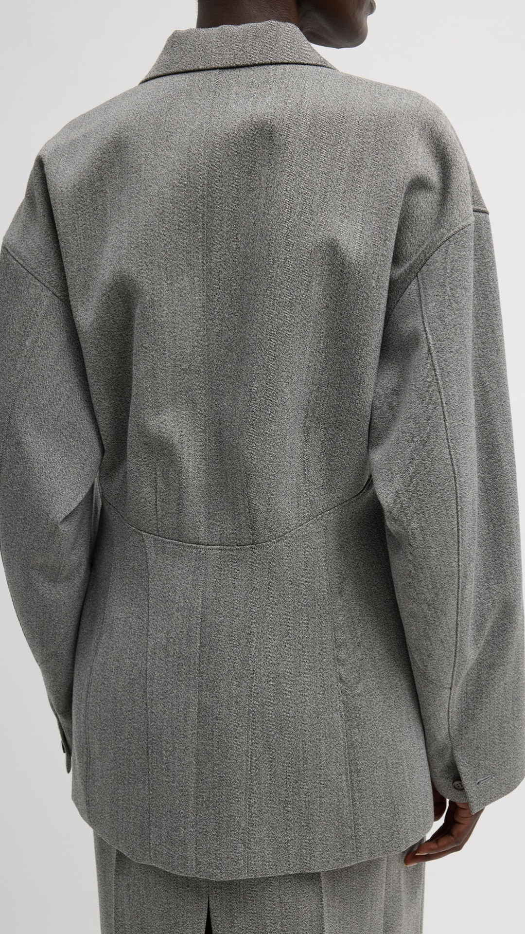 Tibi Structured Wool Sculpted Blazer in Grey Multi