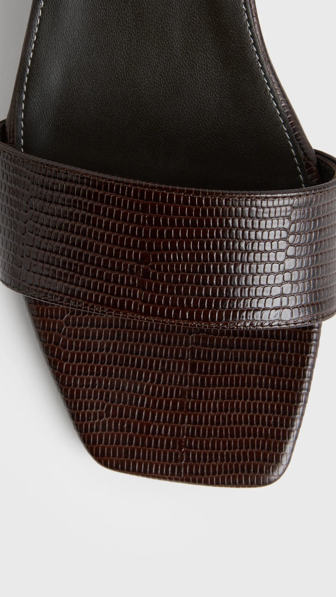 Toteme Slim Lizzard-Ebossed Leather Mules in Brown