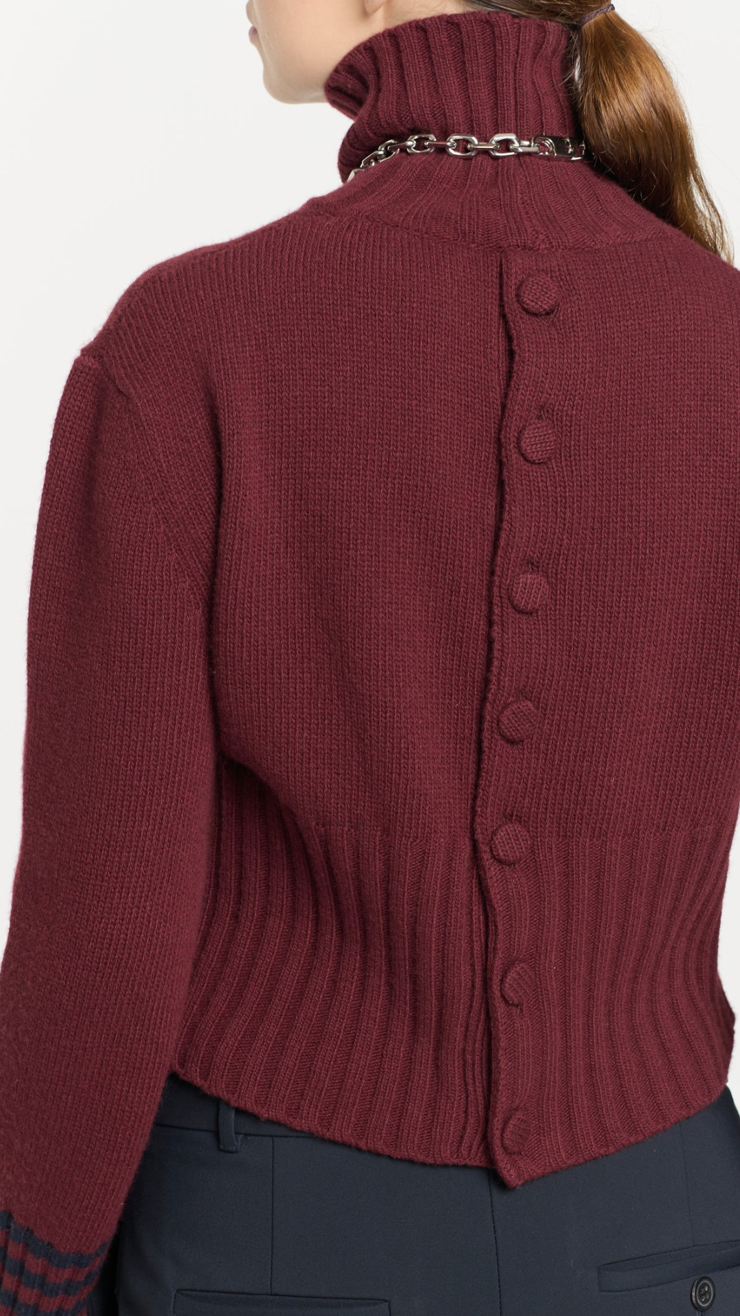 Plan C L/S Turtleneck Knit in Blue Burgundy