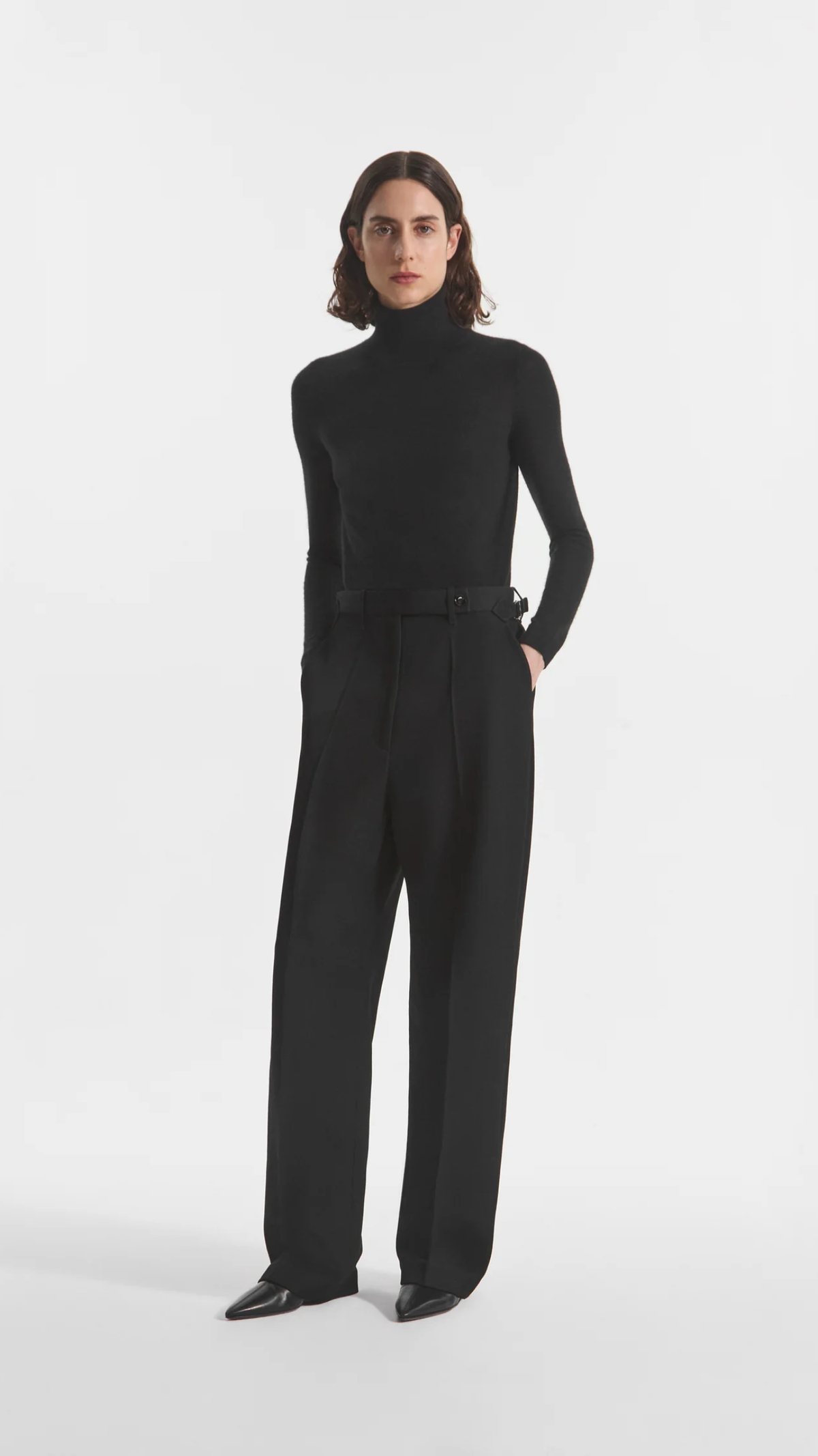 CO Low Rise Wool Trousers in Black
