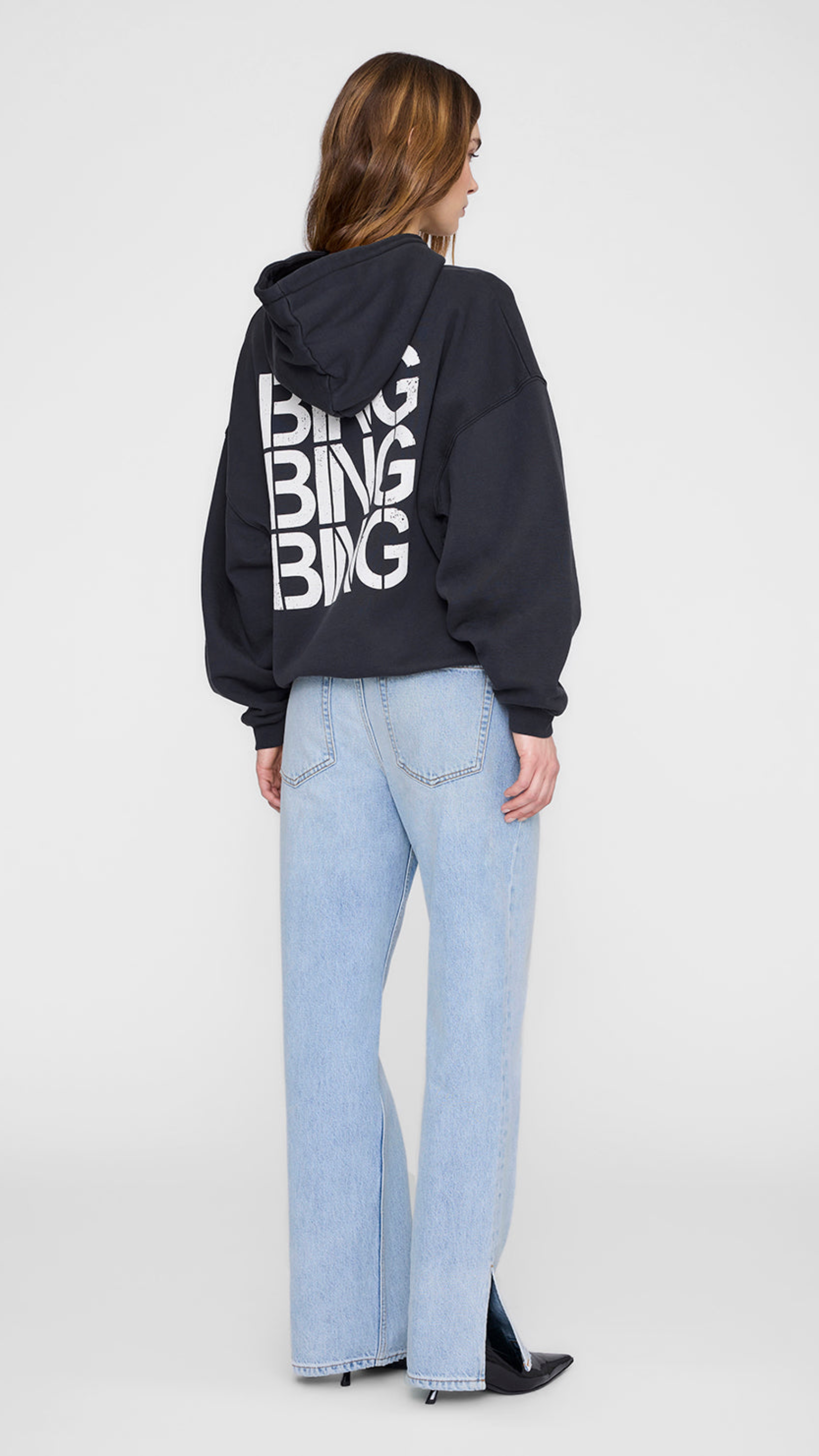 Anine Bing Harvey Sweatshirt Stencil in Vintage Black