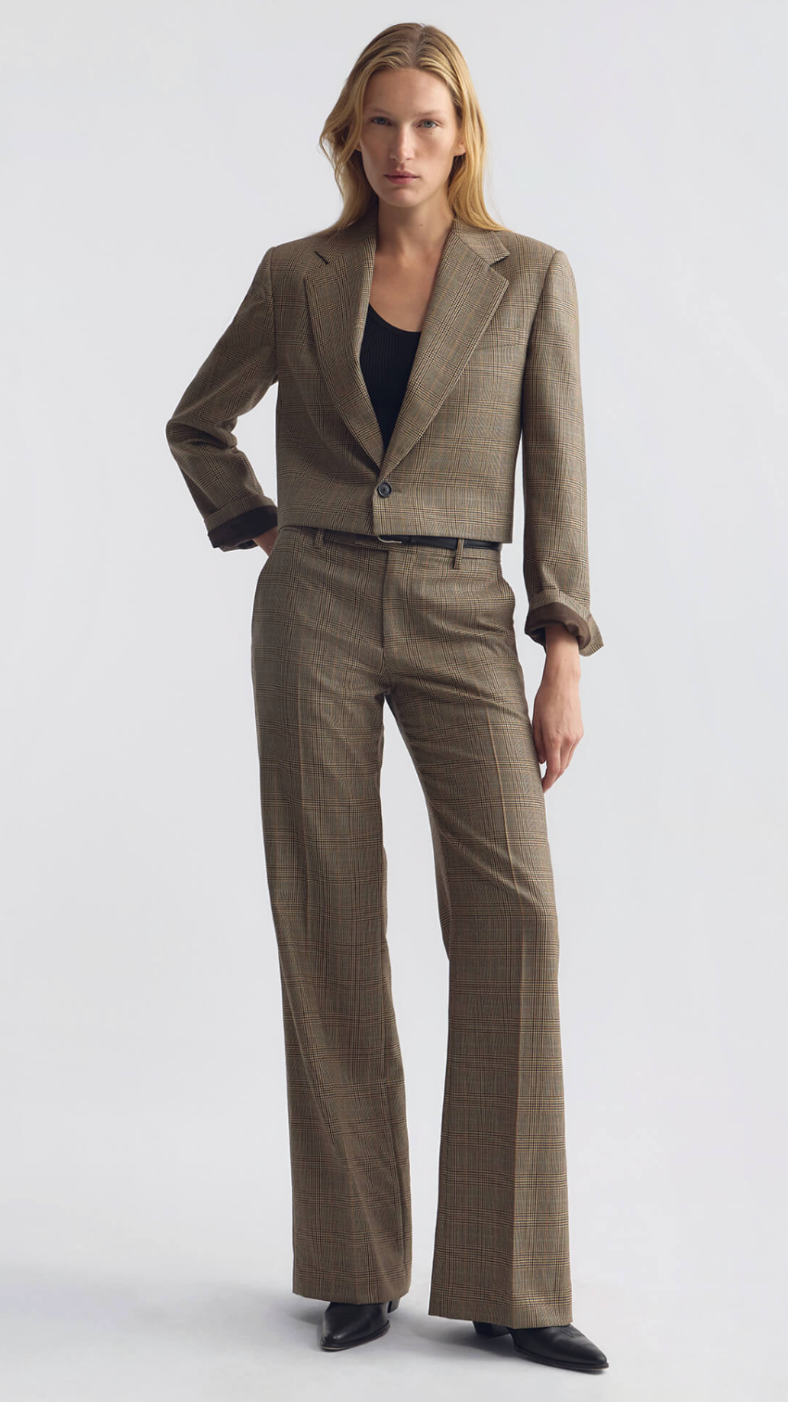 Nili Lotan Bethany Wool Pant in Glen Tan