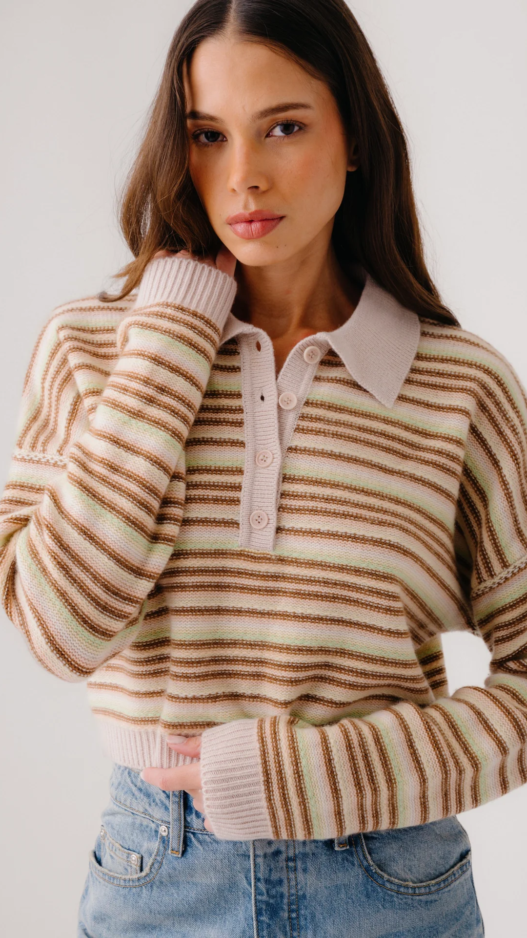 Sablyn Maddie Cropped Stripe Polo in Buttercup