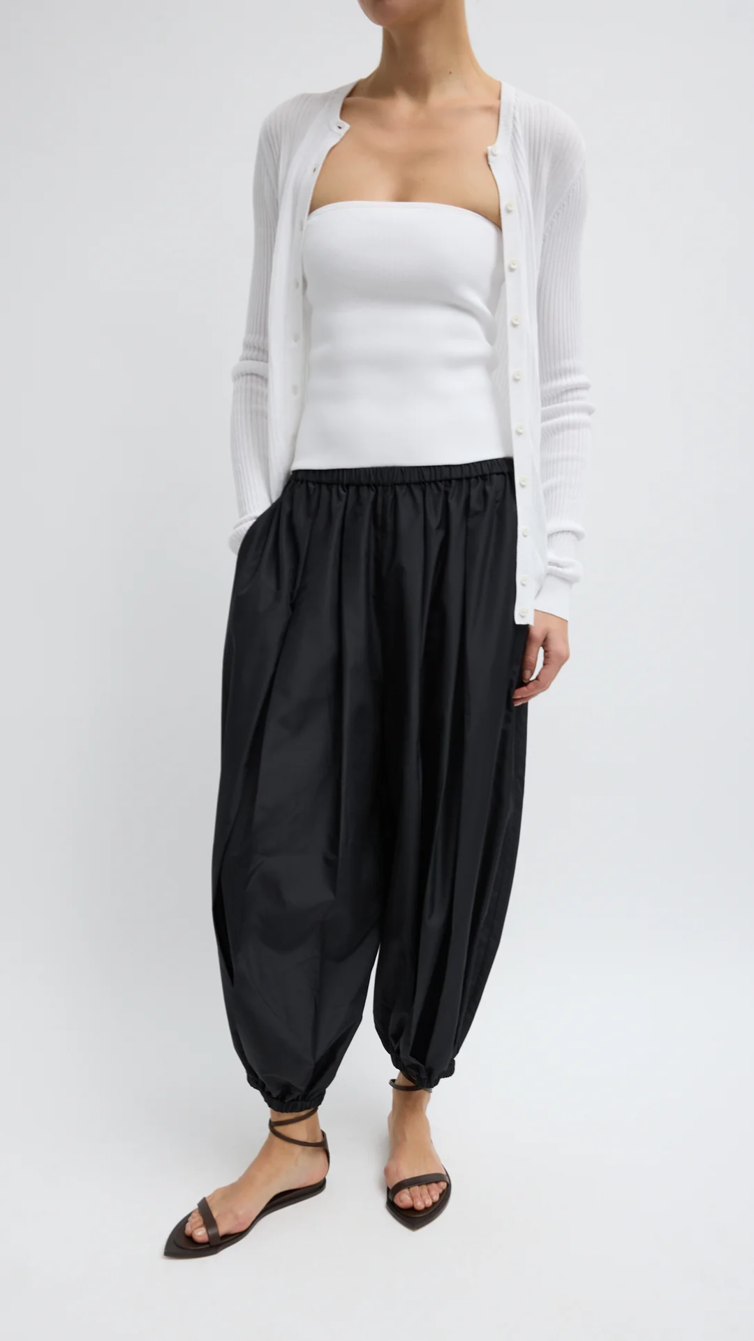Tibi Summer Nylon Zeppelin Pant in Black