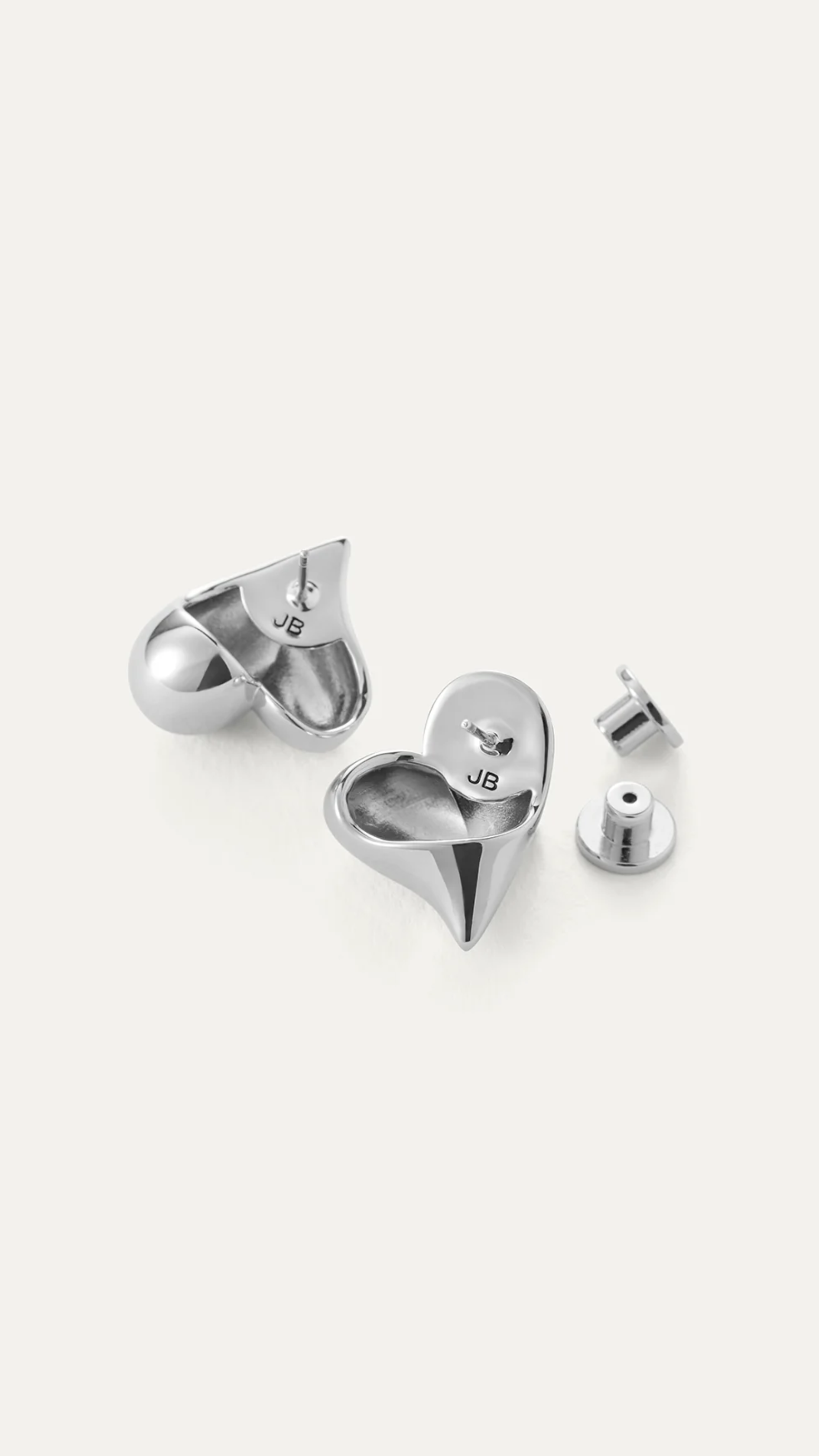 Jenny Bird Art Heart Button Earrings in Silver