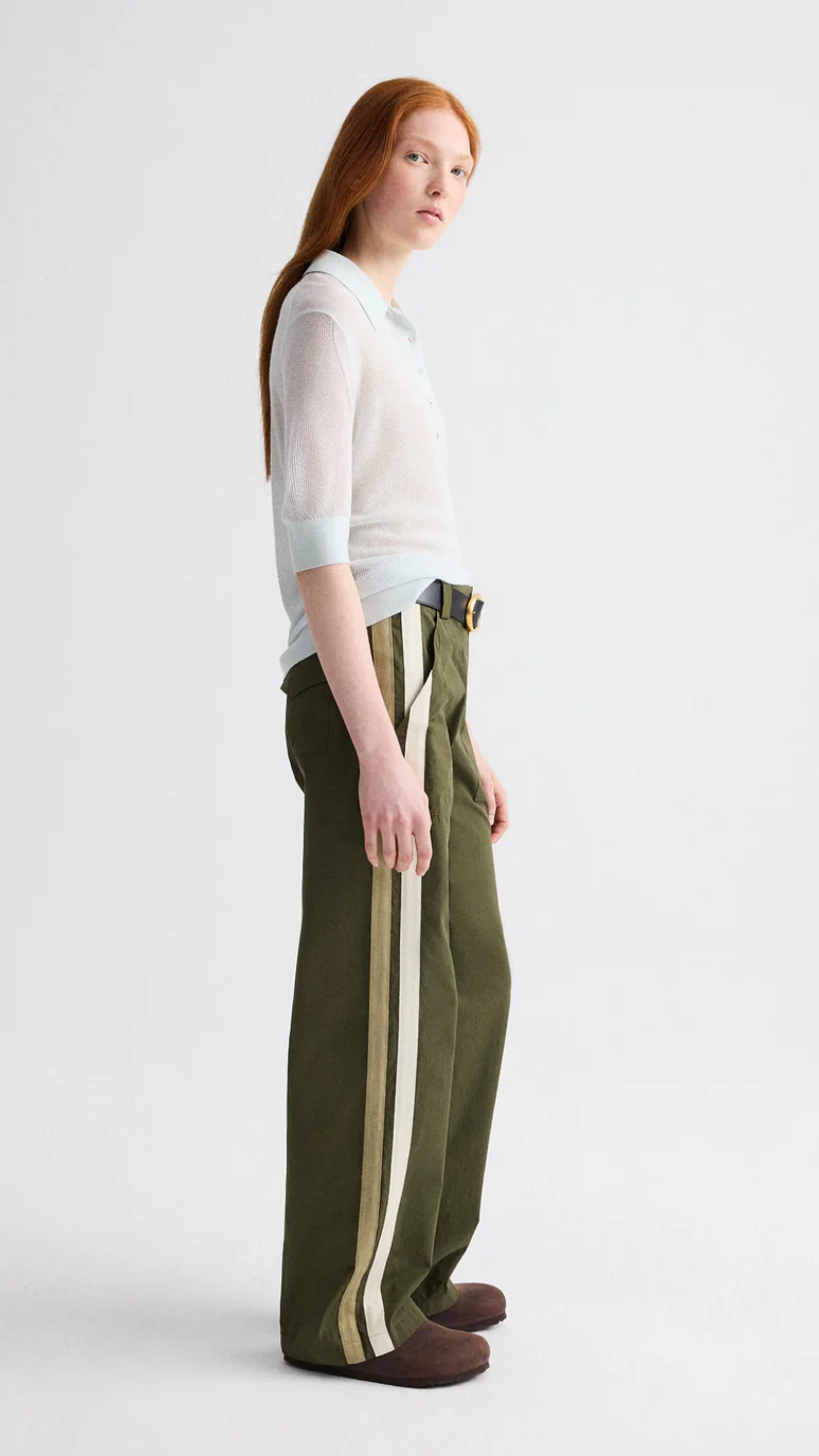 TWP Isabelle Vintage Washed Poplin Pant in Military