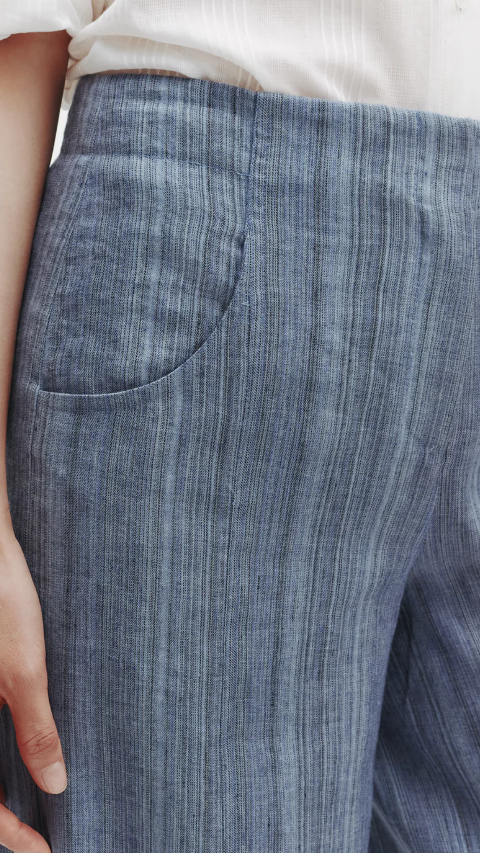 TWP Demie Linen Gabardine Pant in Blue