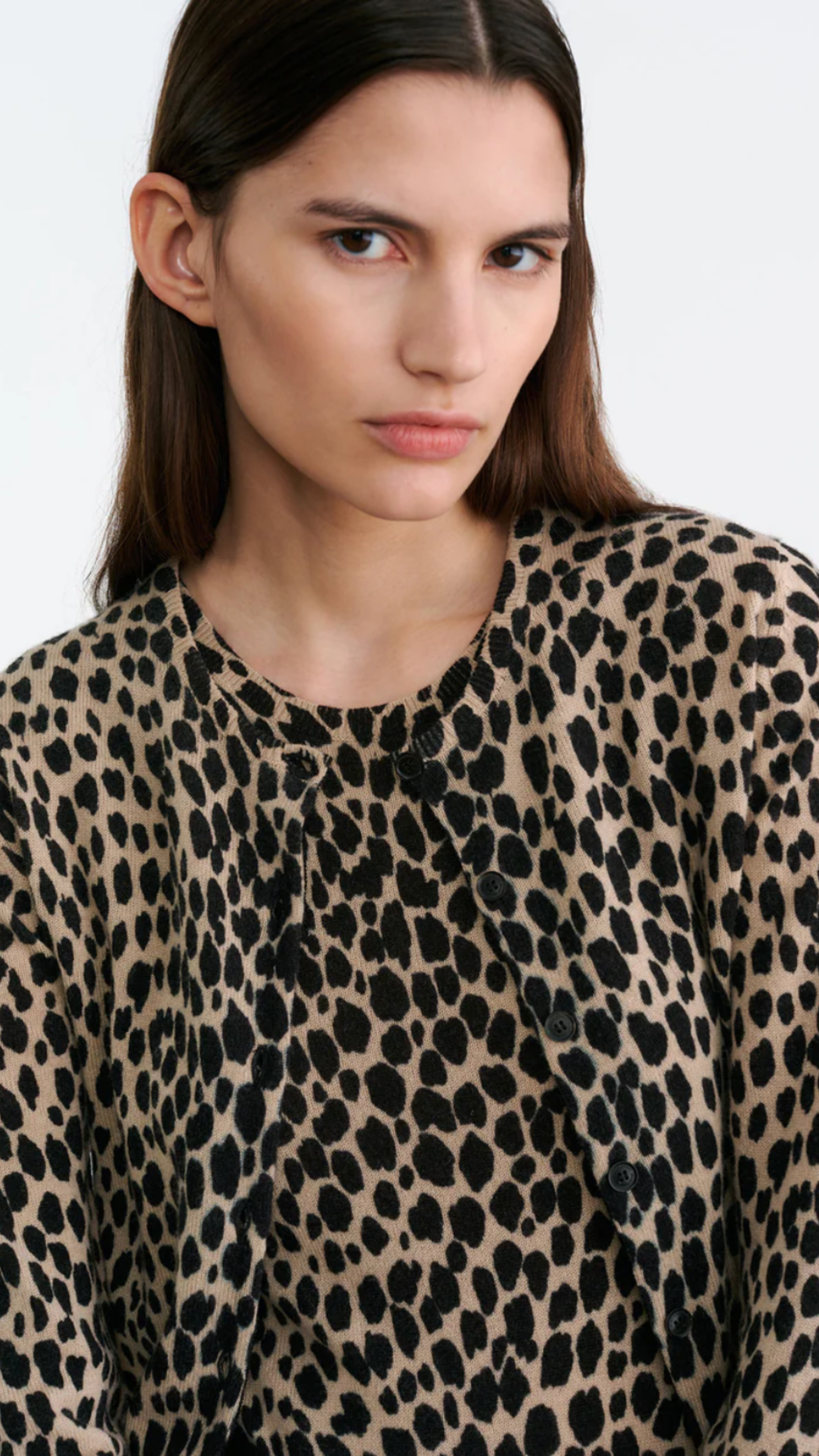Nili Lotan Keelah Cardigan in Taupe Black Cheetah