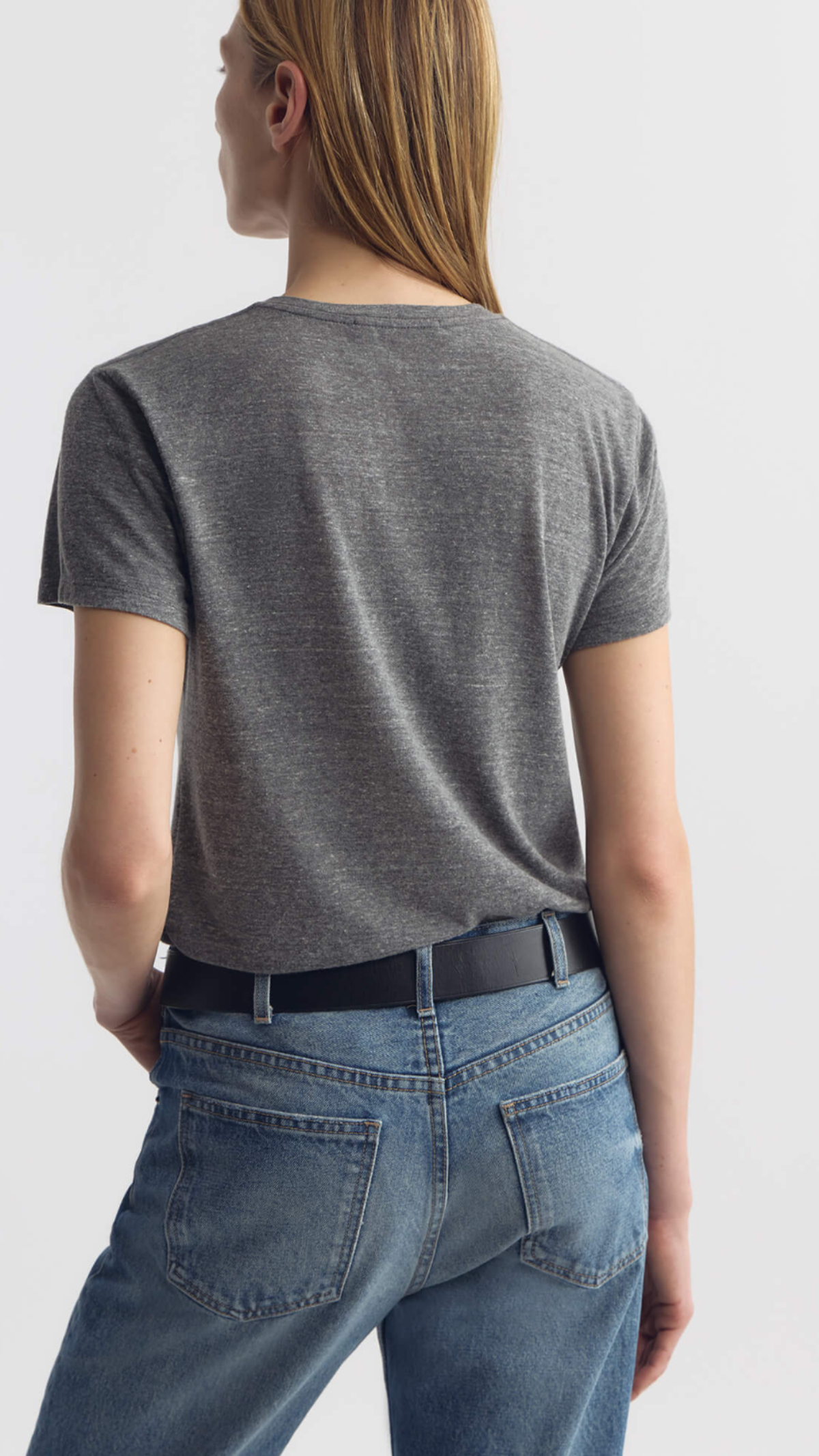 Nili Lotan Lana Crewneck Tee in Heather Grey