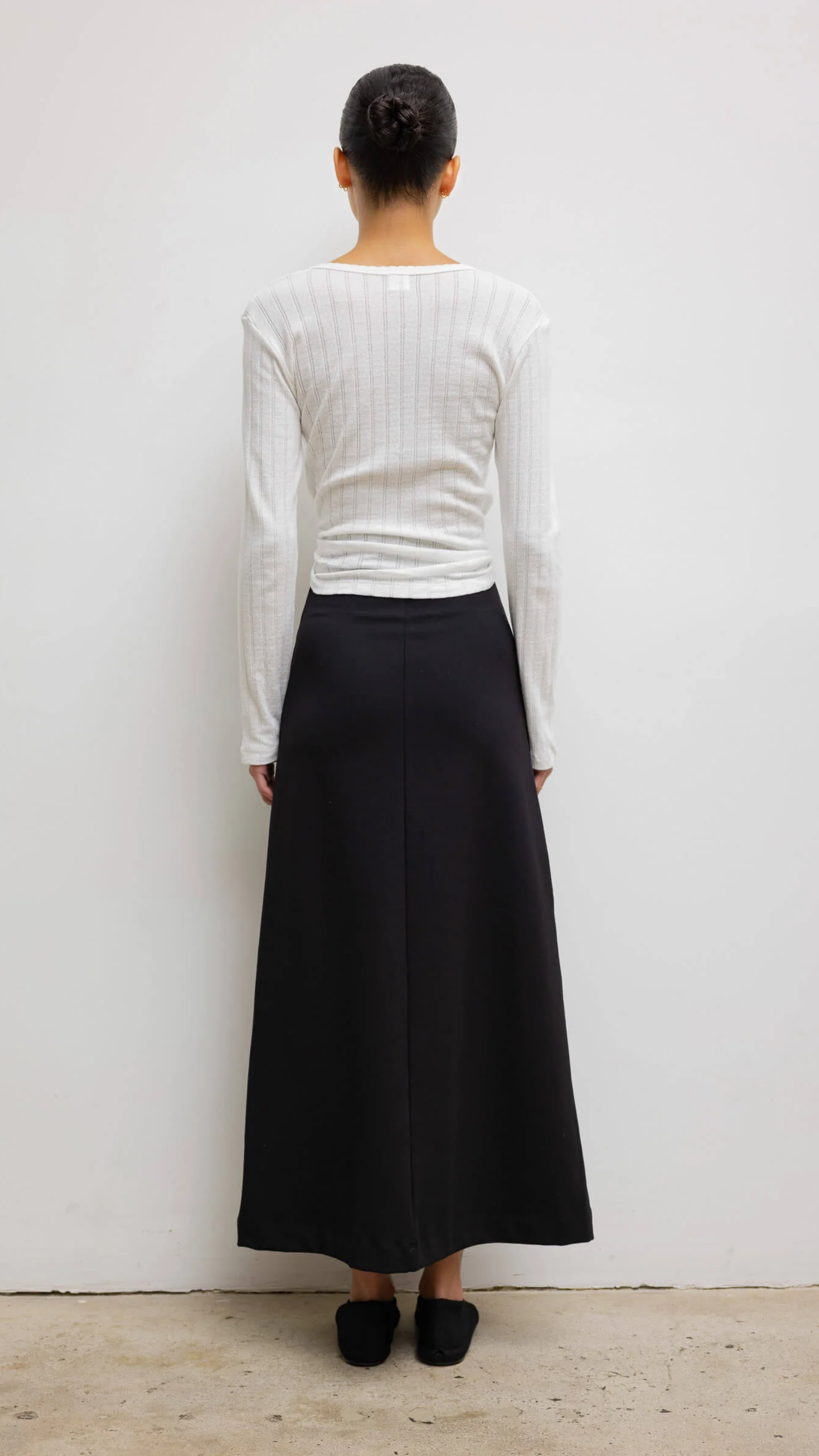 LESET Pointelle Slim Fit Long Sleeve in White