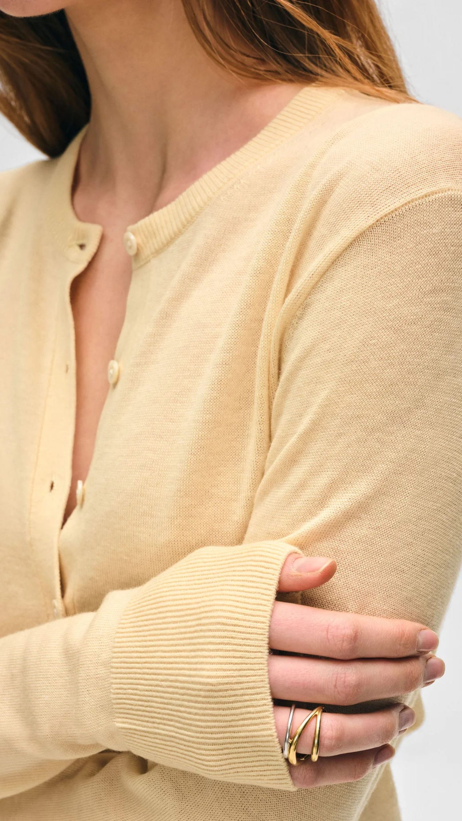 White + Warren Superfine Cashmere Cardigan in Buttercream