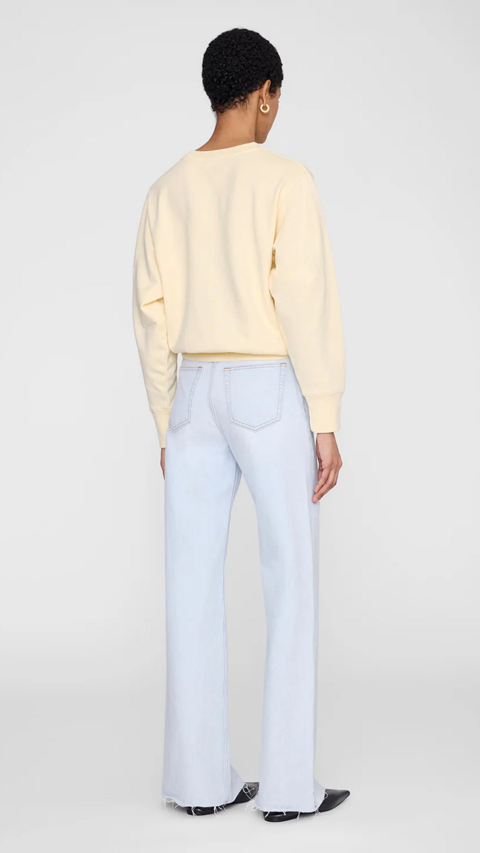 Anine Bing Harry Shrunken Sweatshirt in Butter Yellow