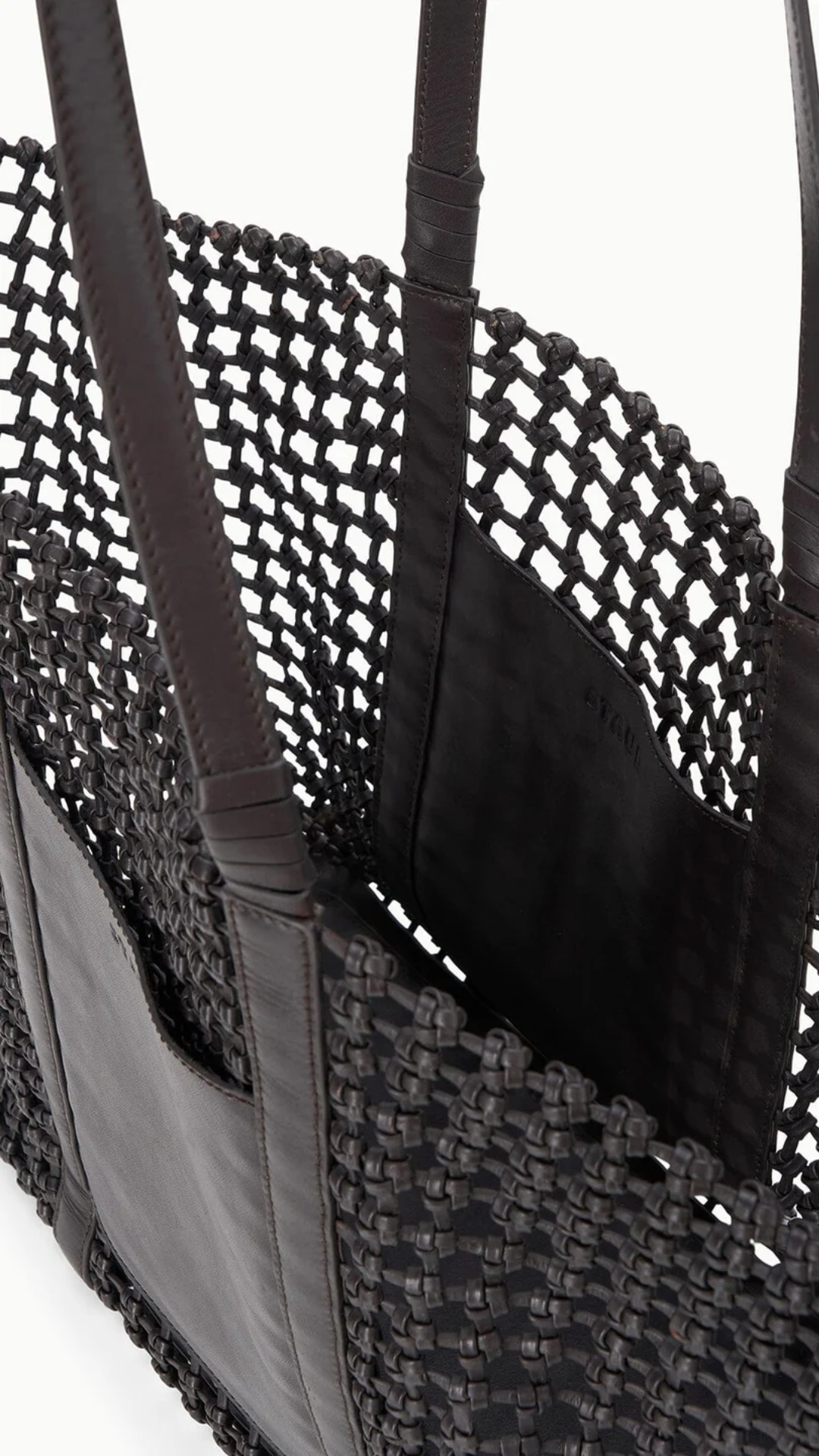 Staud Getaway Hand-Knotted Tote Bag in Espresso