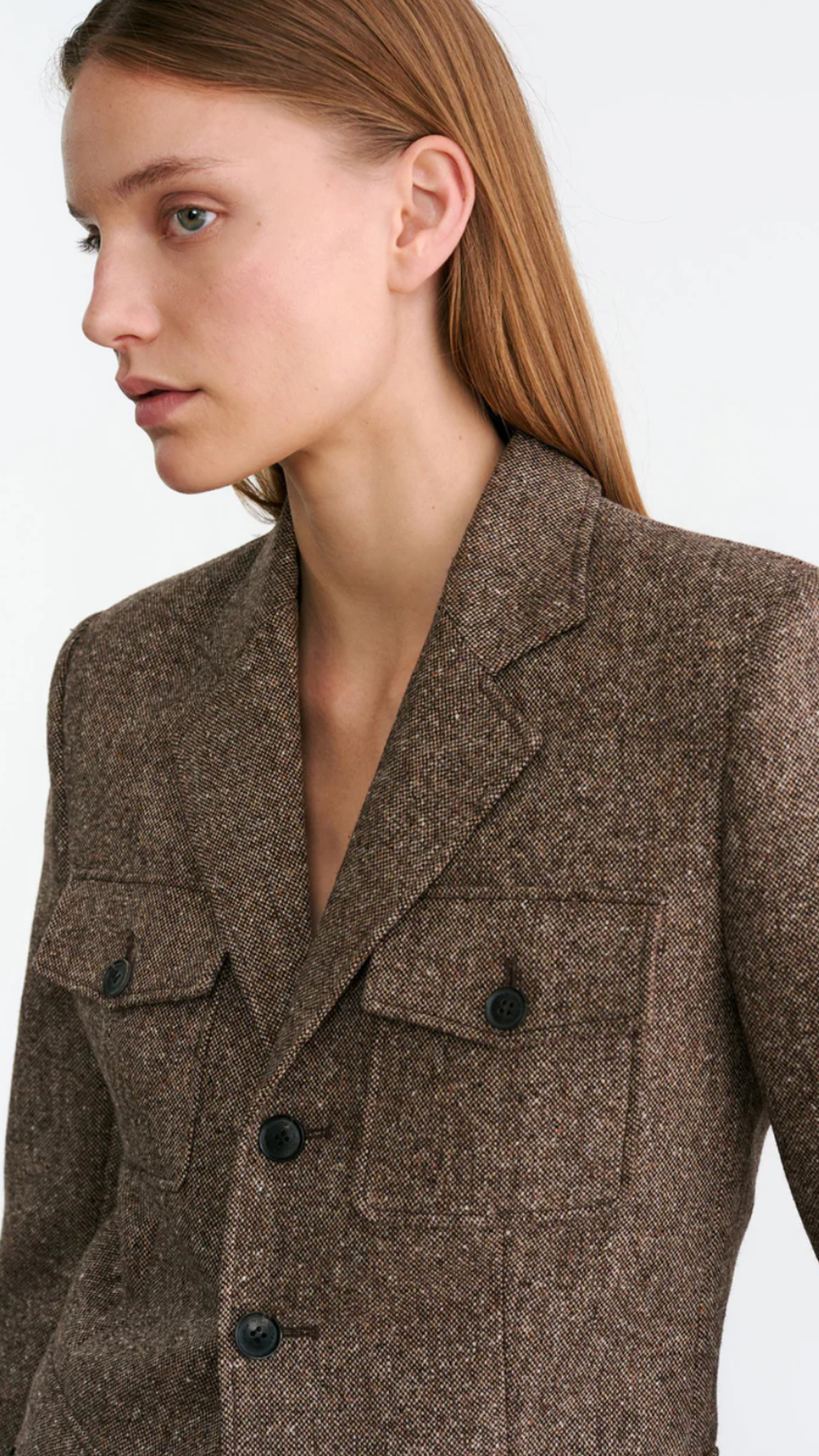 Nili Lotan Fleur Jacket in Brown Donegal