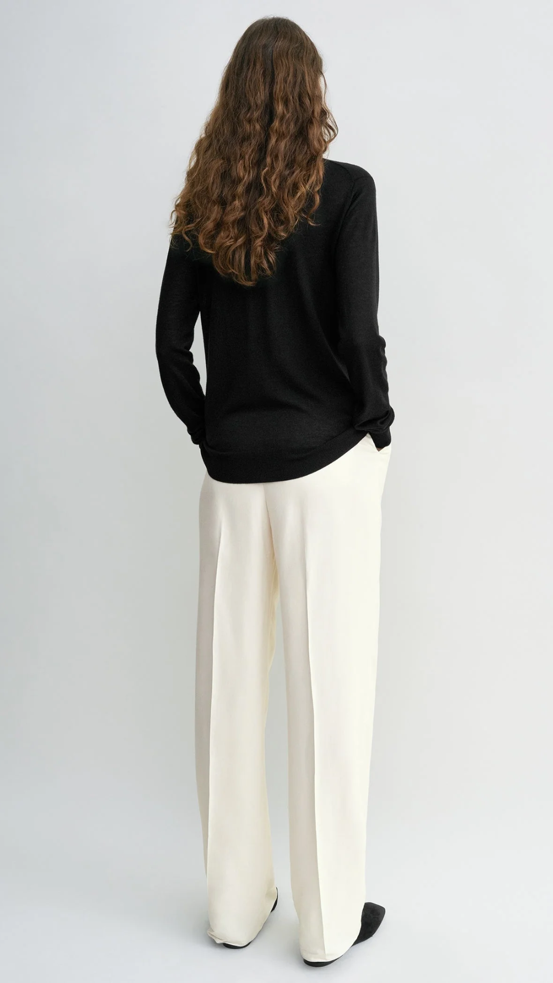 Toteme Fine Crew Knit Top in Black