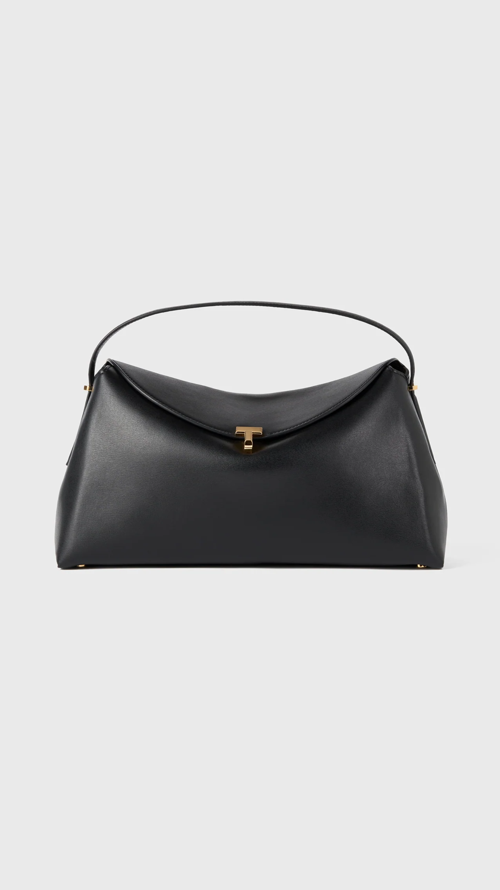 Toteme T-lock Leather Top Handle Bag in Black