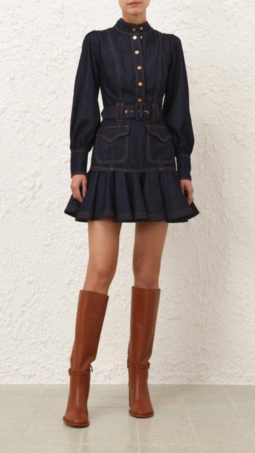 Zimmermann Denim Flip Mini Dress in Night Sky
