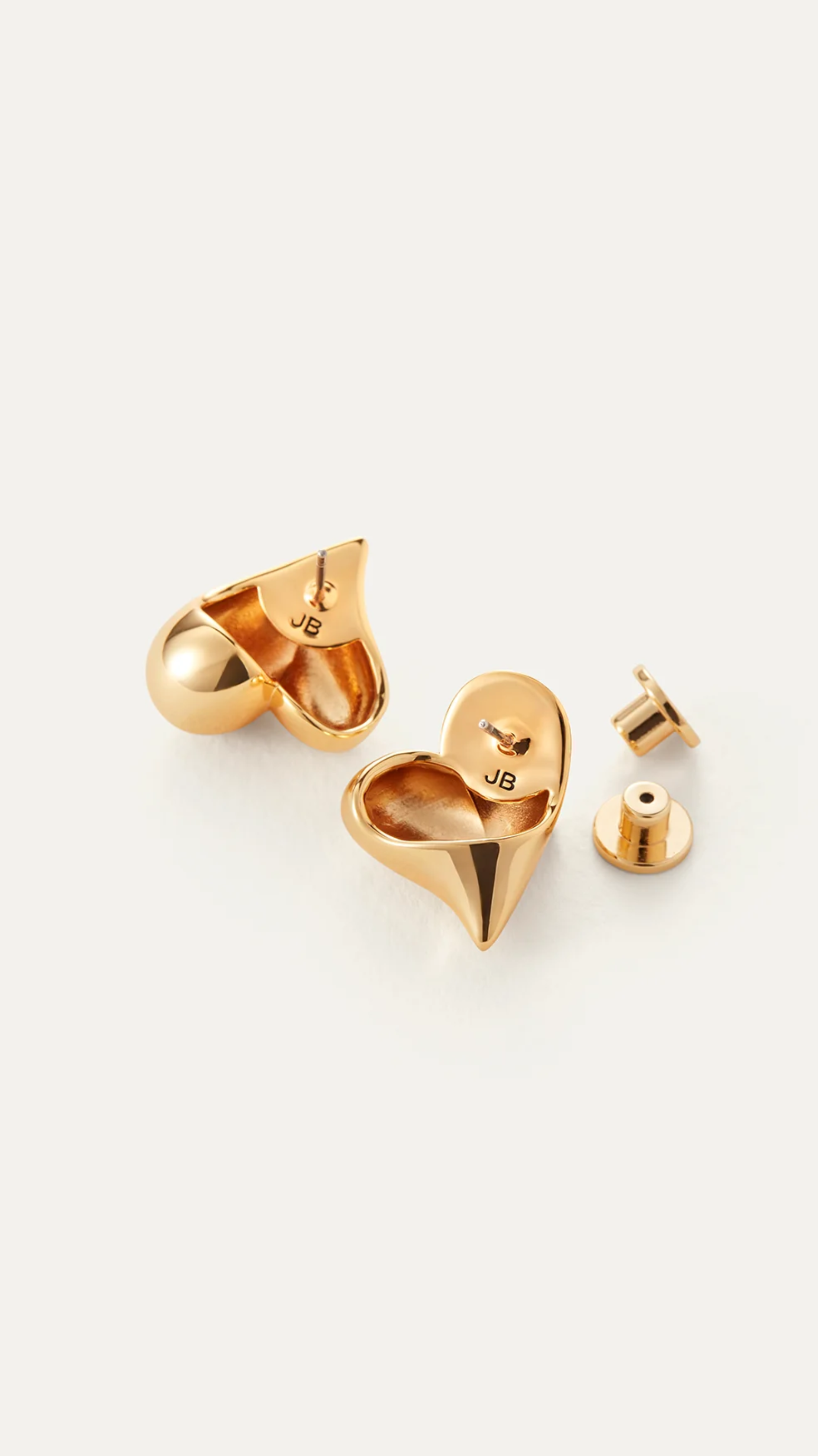 Jenny Bird Art Heart Button Earrings in Gold