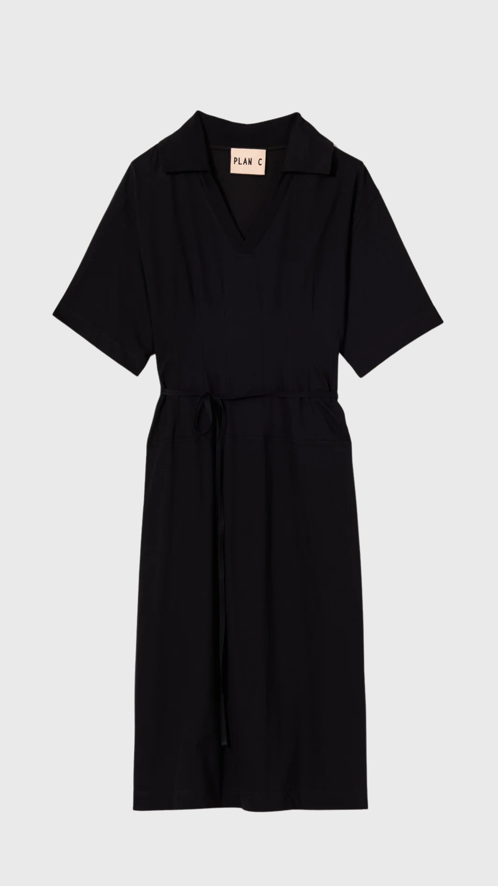 jersey midi shirt dress Plan C Short Sleeve Jersey Polo Midi Shirtdress 42IT/6 / Black