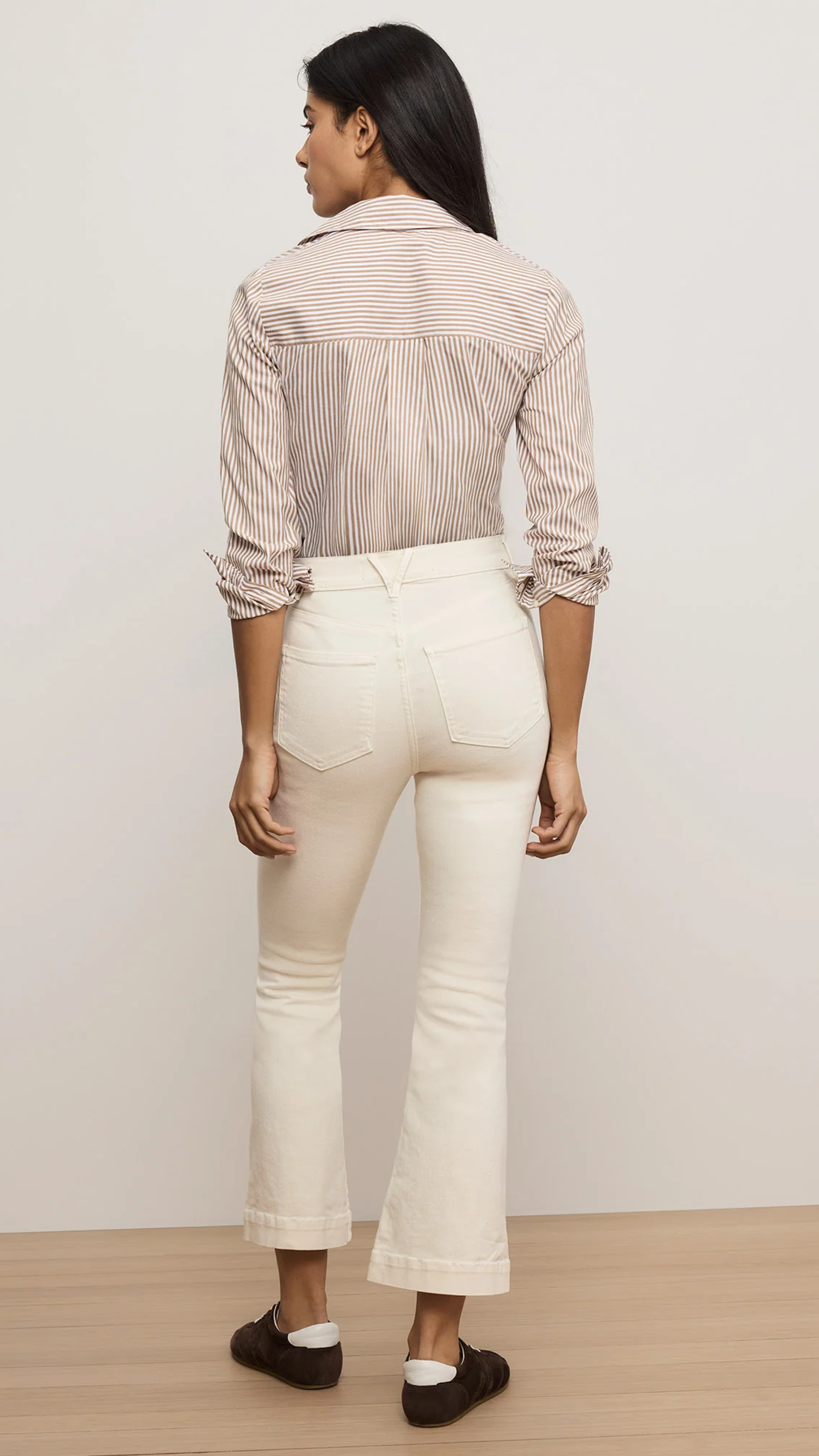 Veronica Beard Carson High Rise Ankle Flare Jean in Ecru