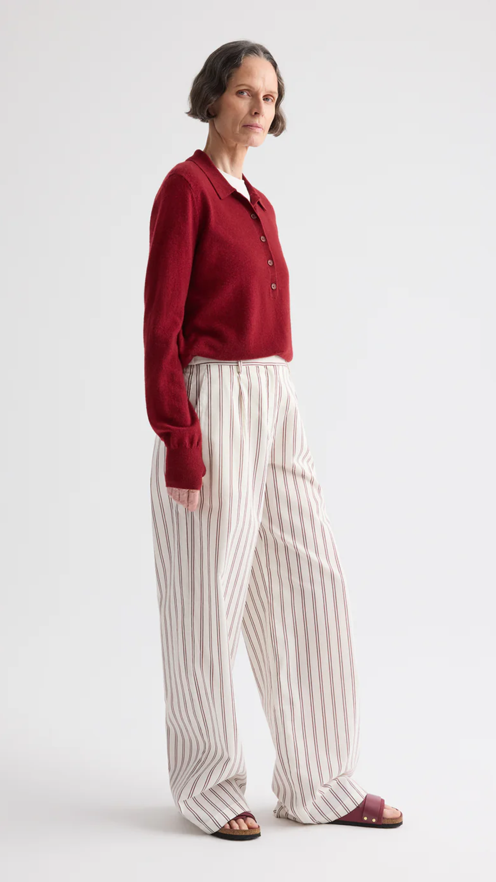 TWP Uma Henley Cashmere Sweater in Karanda Red