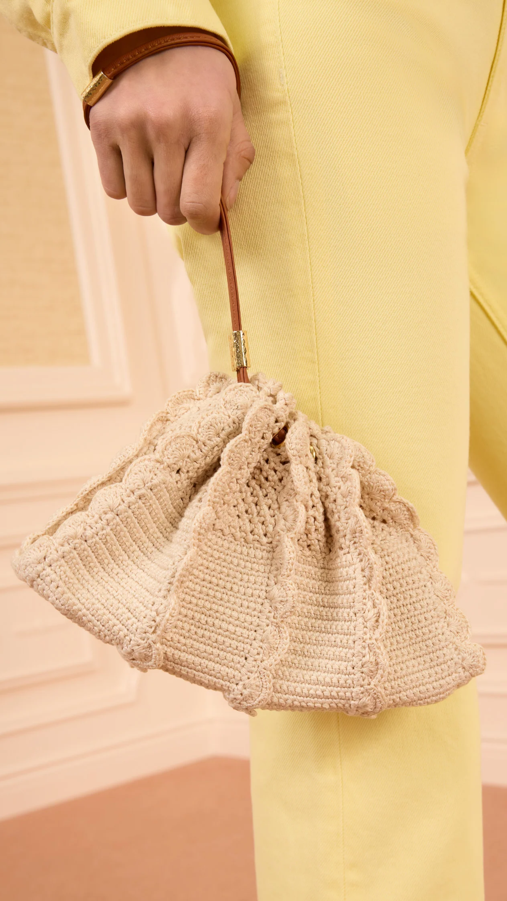 Ulla Johnson Adria Small Crochet Crossbody in Cowrie