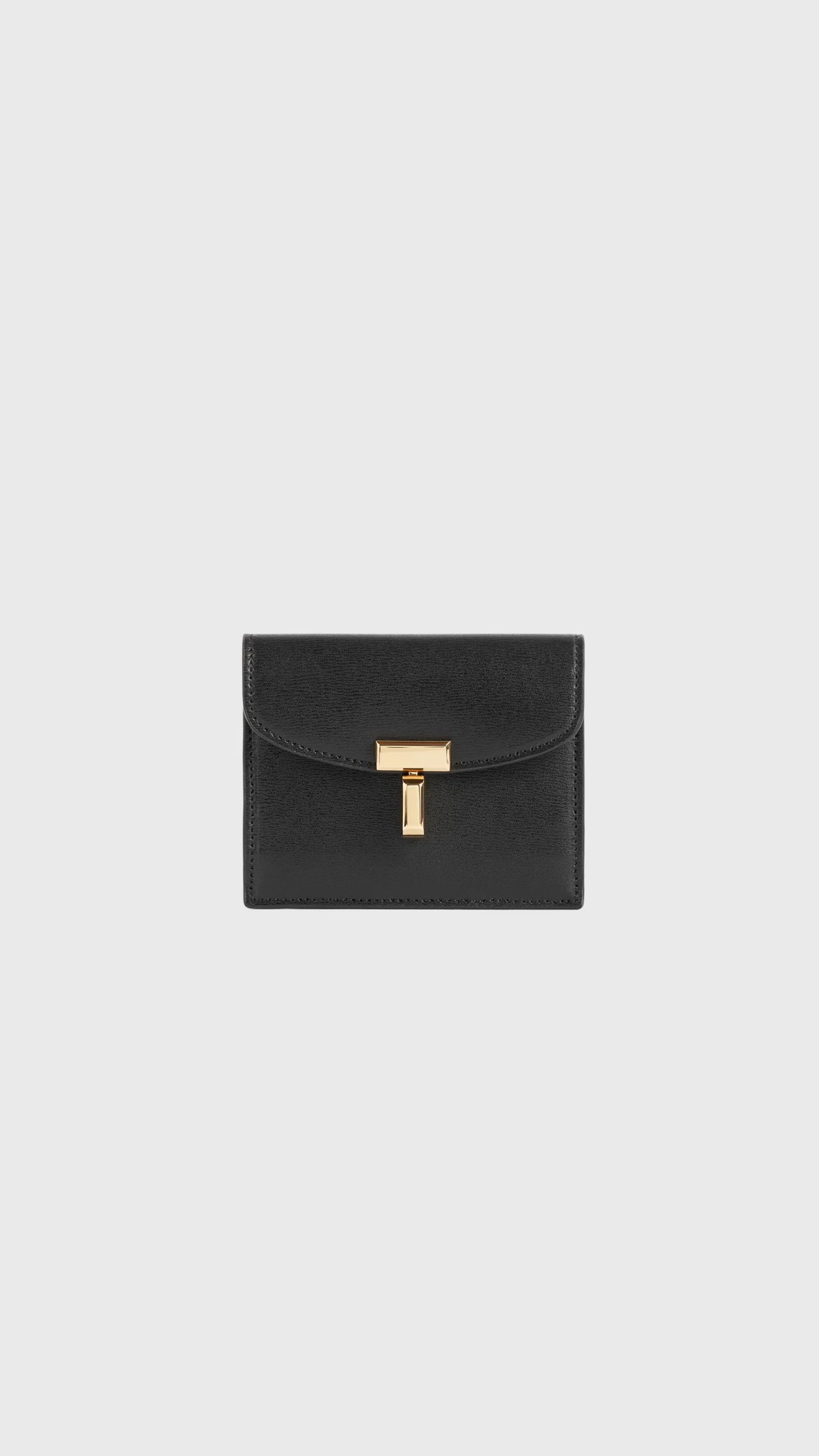 Toteme T-lock Leather Cardholder in Black