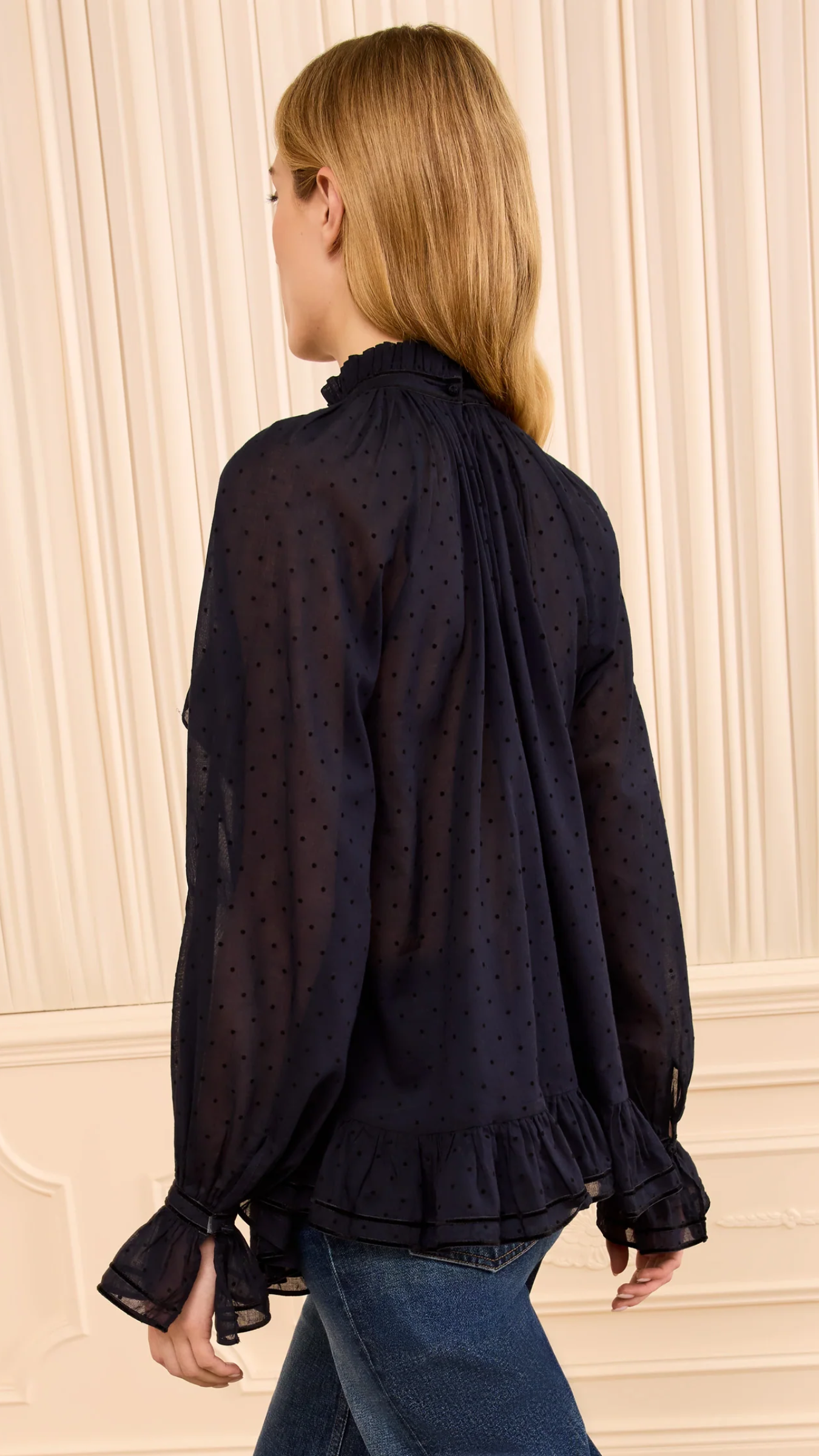 Ulla Johnson Marcella Long Sleeve Cotton Blouse in Nightfall