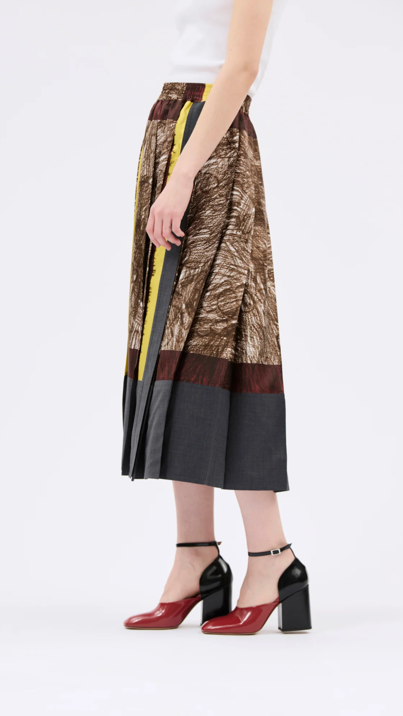Odeeh Foulard Scribbles Skirt in Myrrh