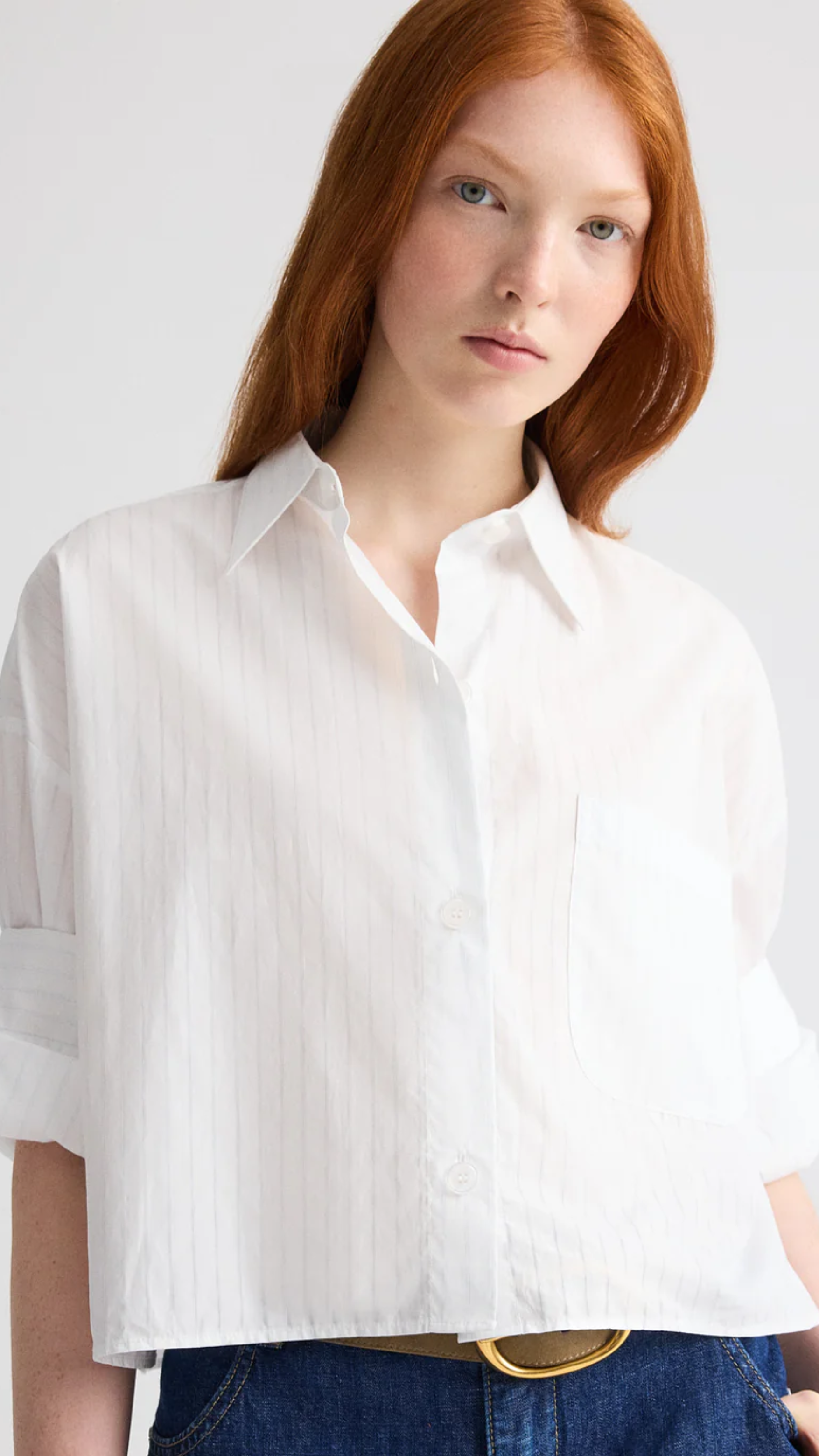 TWP Next Ex Shirt in White Light Blue