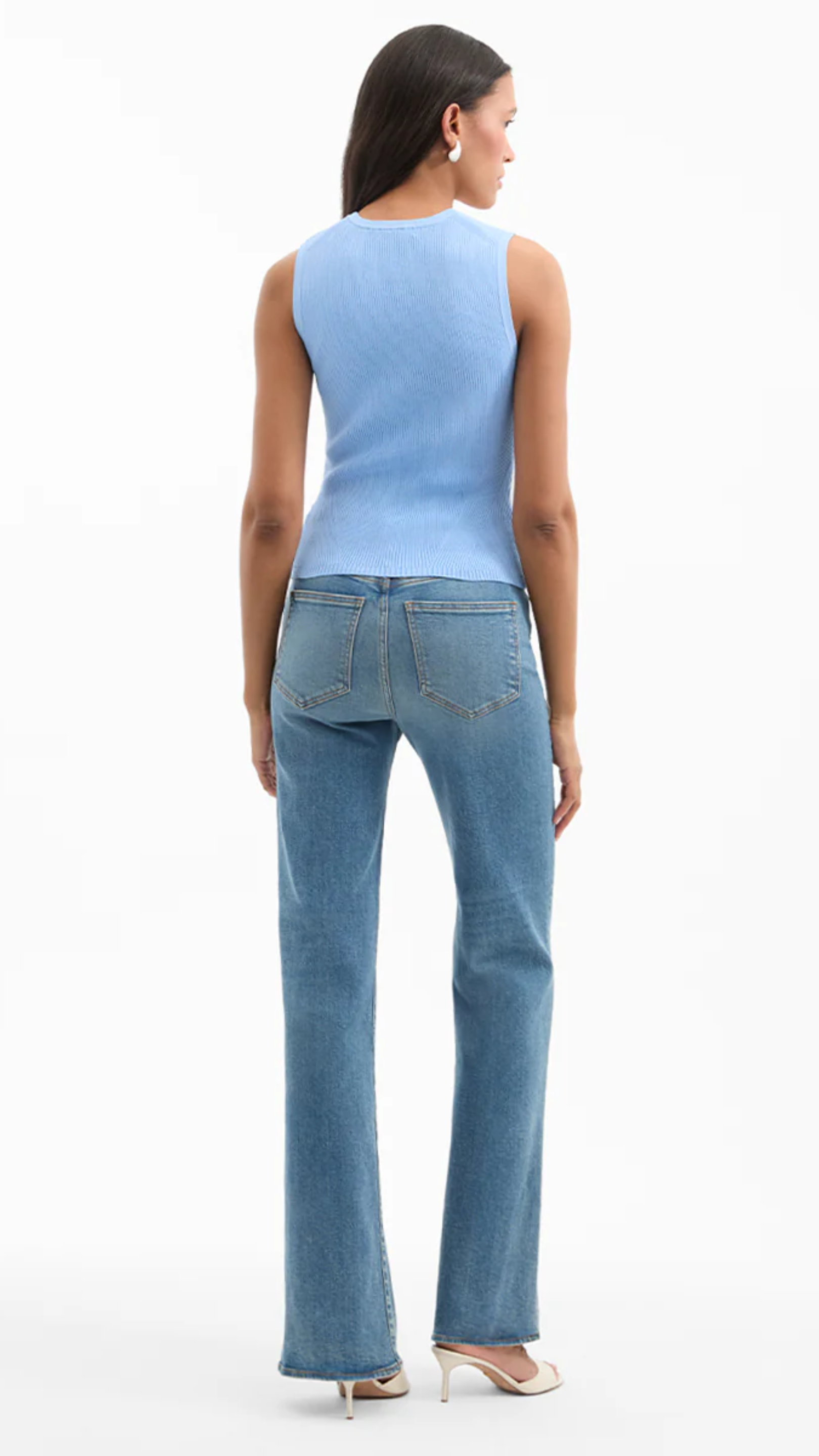 Veronica Beard Sid Crewneck Knit Tank Top in Blue Sky