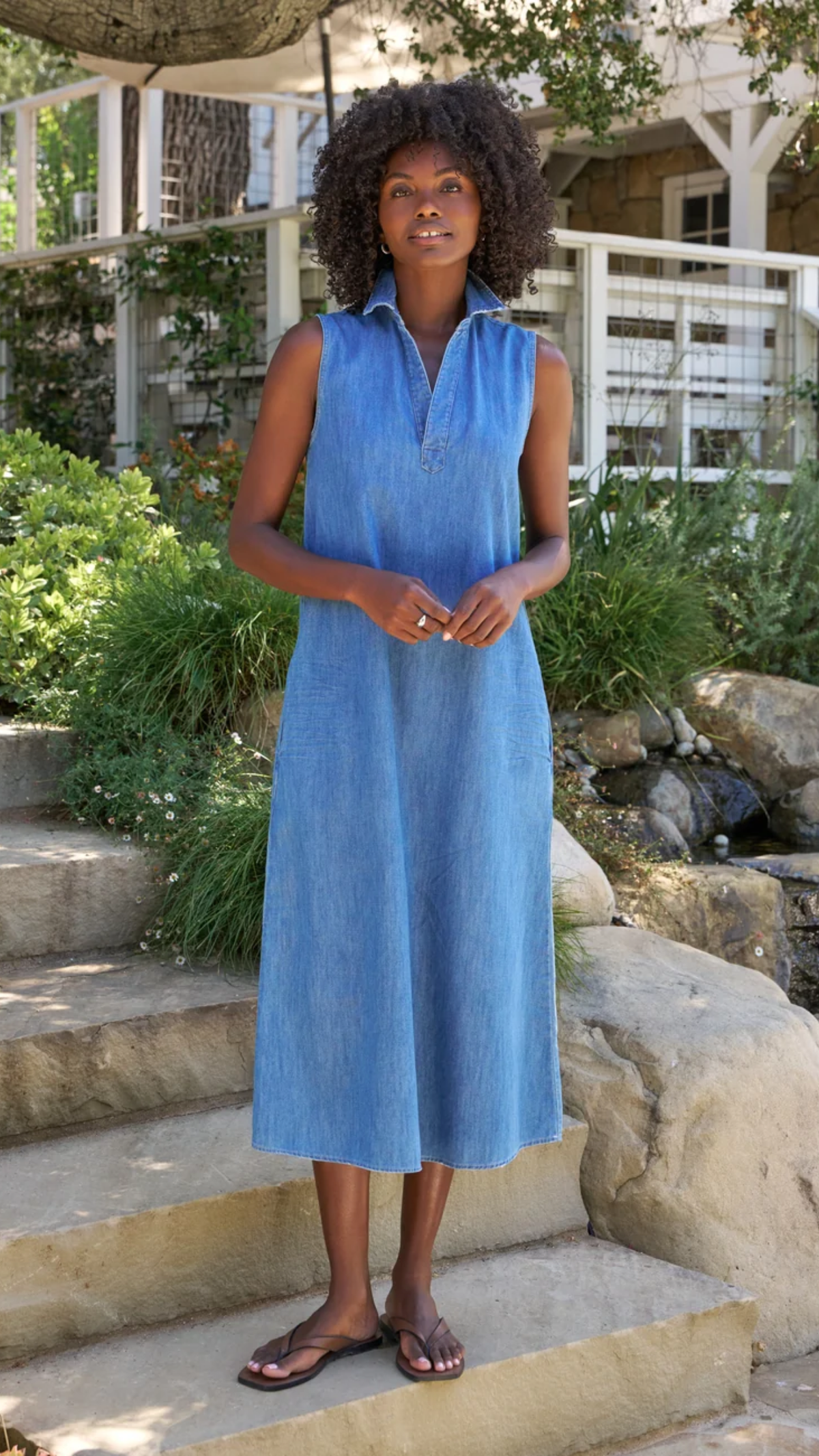 Frank & Eileen Lily Maxi Polo Dress in Vintage Stonewashed Indigo