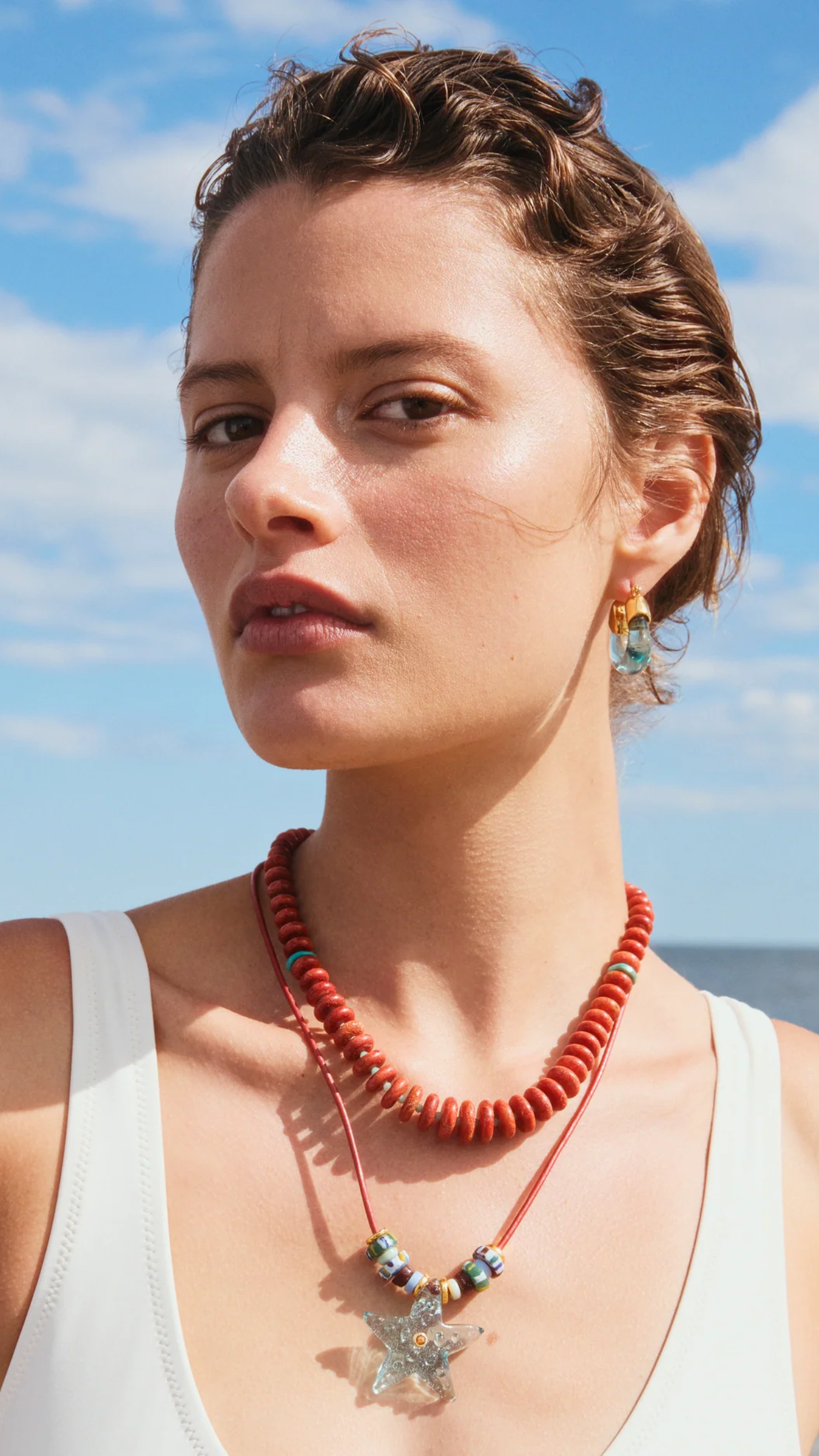 Lizzie Fortunato Mini Organic Hoops in Lagoon