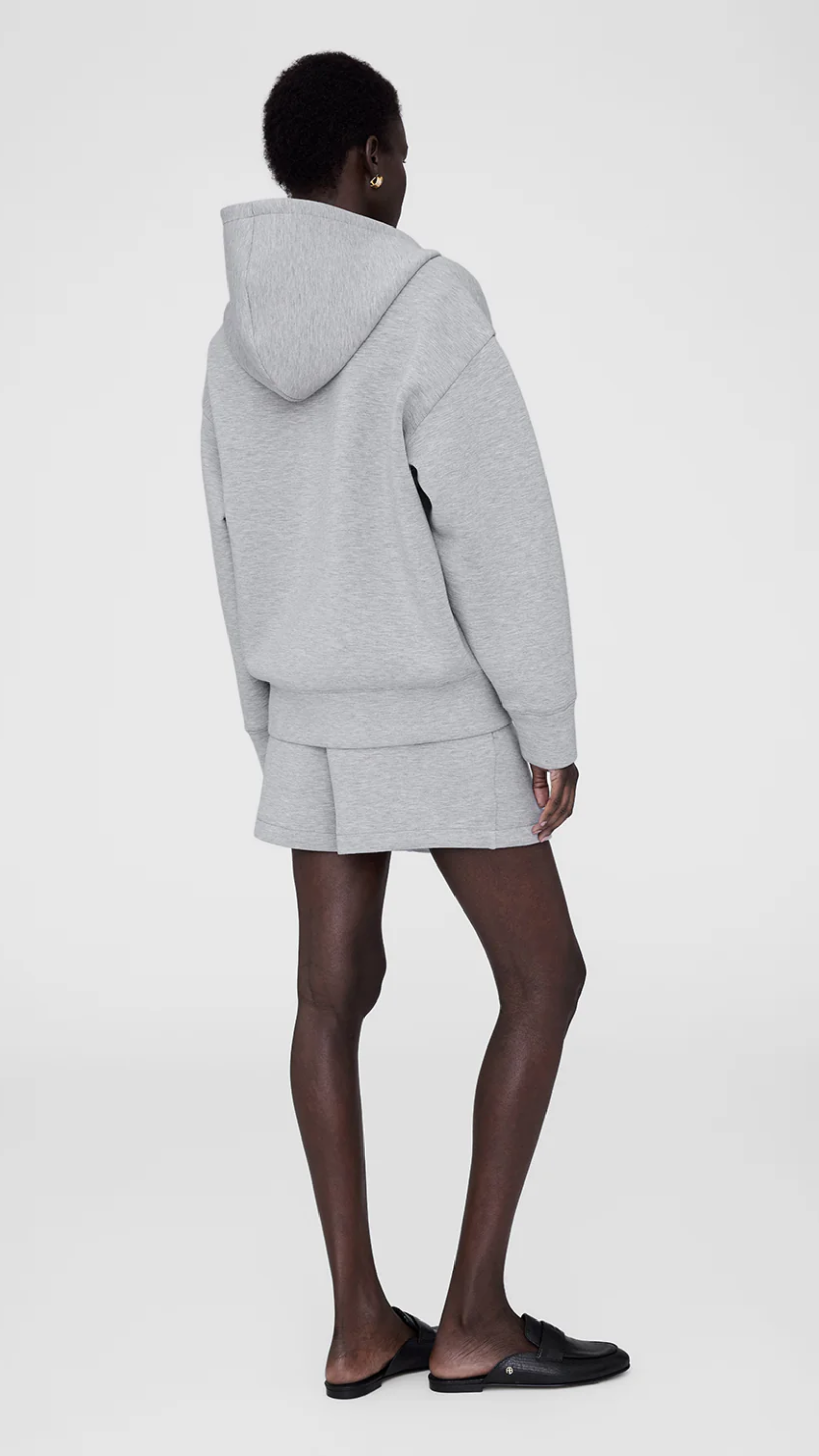 Anine Bing Bond Zip Up Hoodie Framed Monogram in Grey
