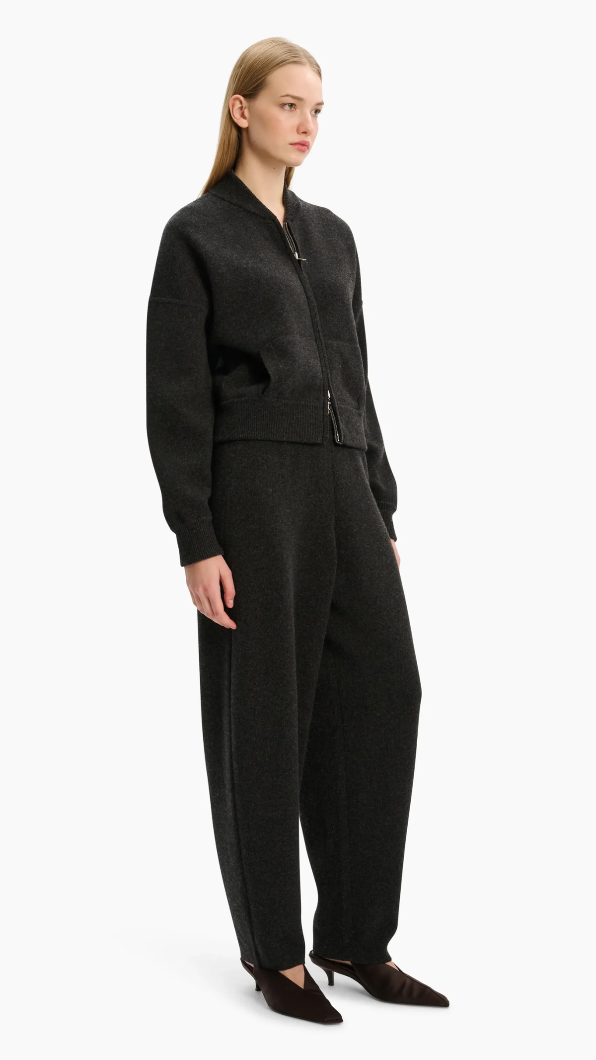 Arch 4 New Jace Cashmere Zip Jacket in Dark Charcoal & Granite Marl