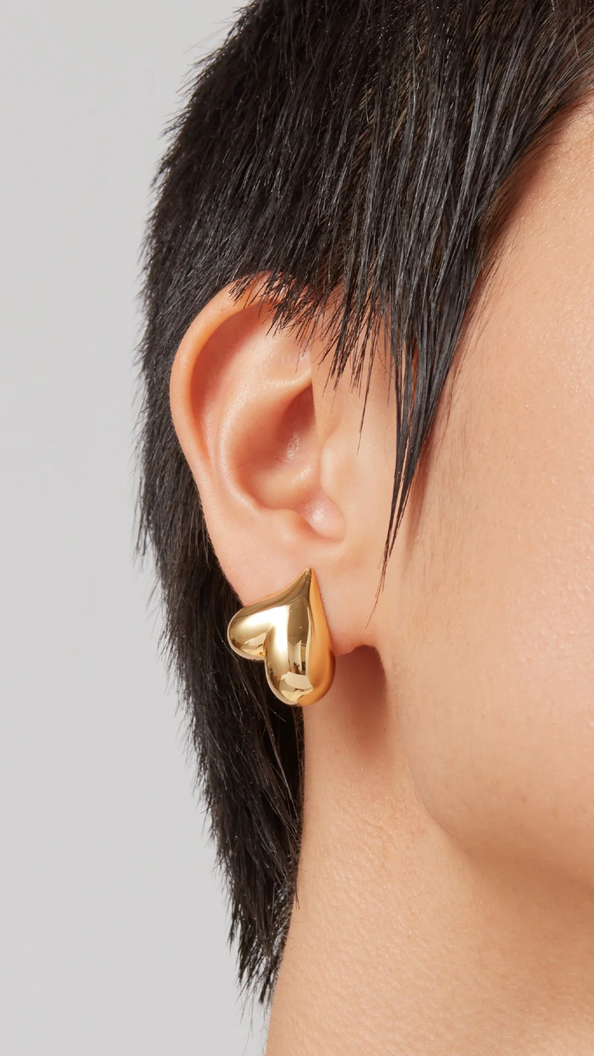 Jenny Bird Art Heart Button Earrings in Gold