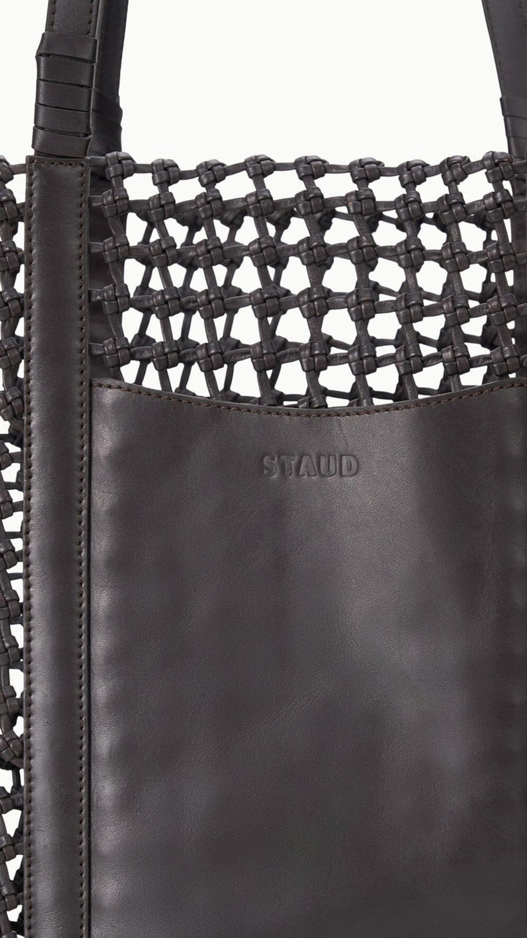 Staud Getaway Hand-Knotted Tote Bag in Espresso