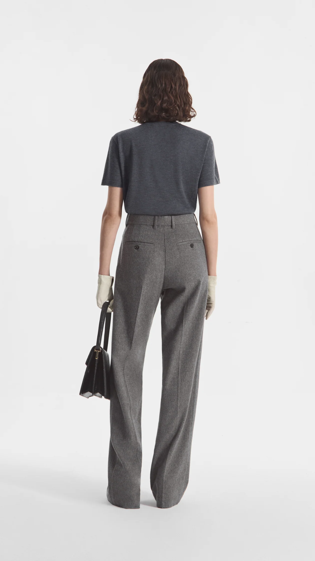 CO High Waisted Trouser in Grey Melange
