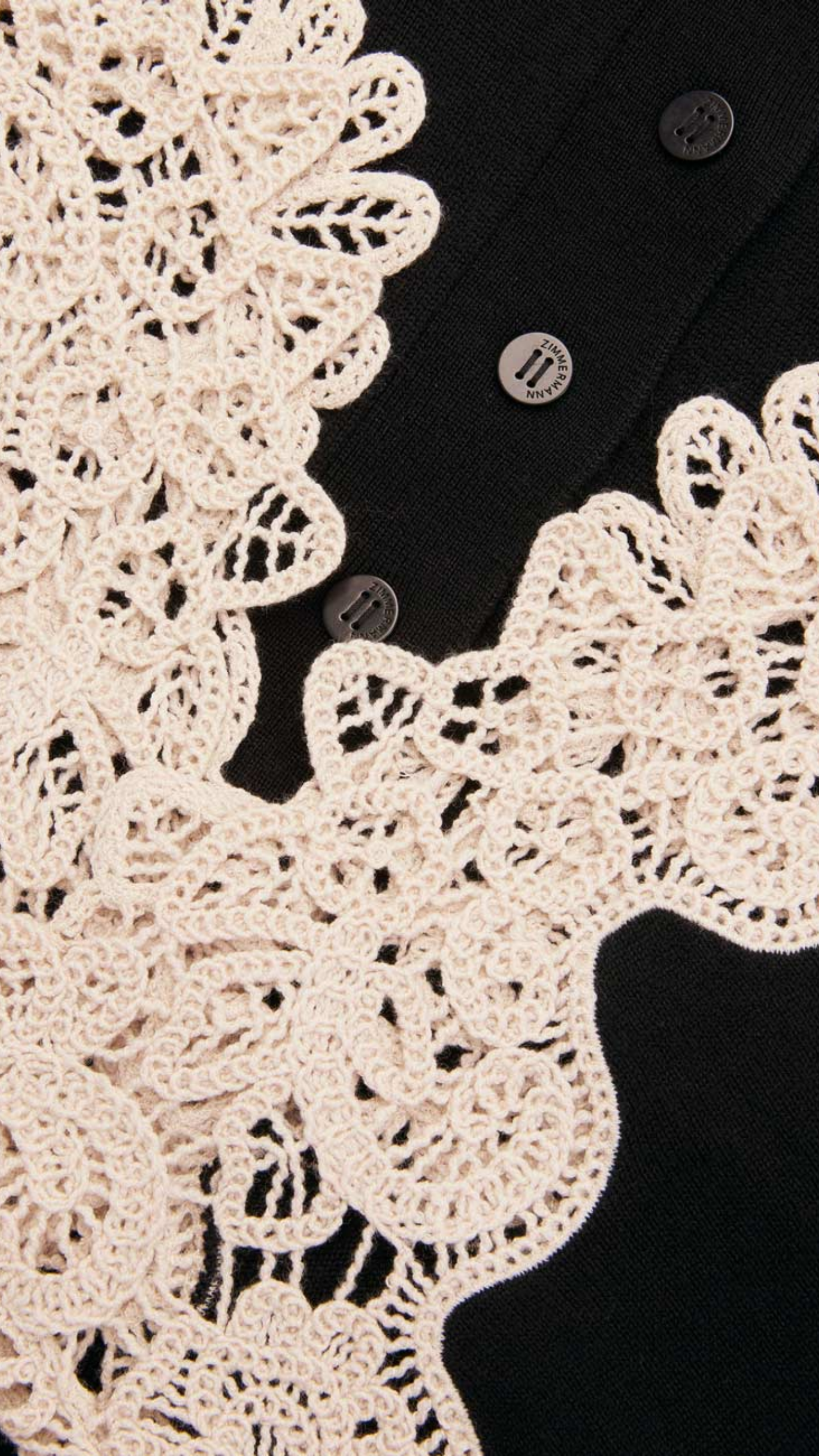 Zimmermann Valiant Merino Lace Dress in Black Cream